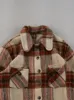 Vintage 80s Beige and Brown Knit Plaid Collared Button Up (M) sold by Rebalance Vintage