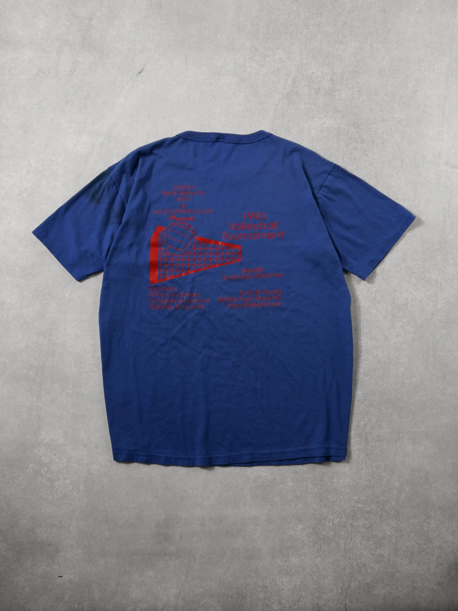 Vintage 93' Blue And Red Lehigh Beta Alpha PSI Volleyball Tournament Tee (L) sold by Rebalance Vintage product image thumbnail 2