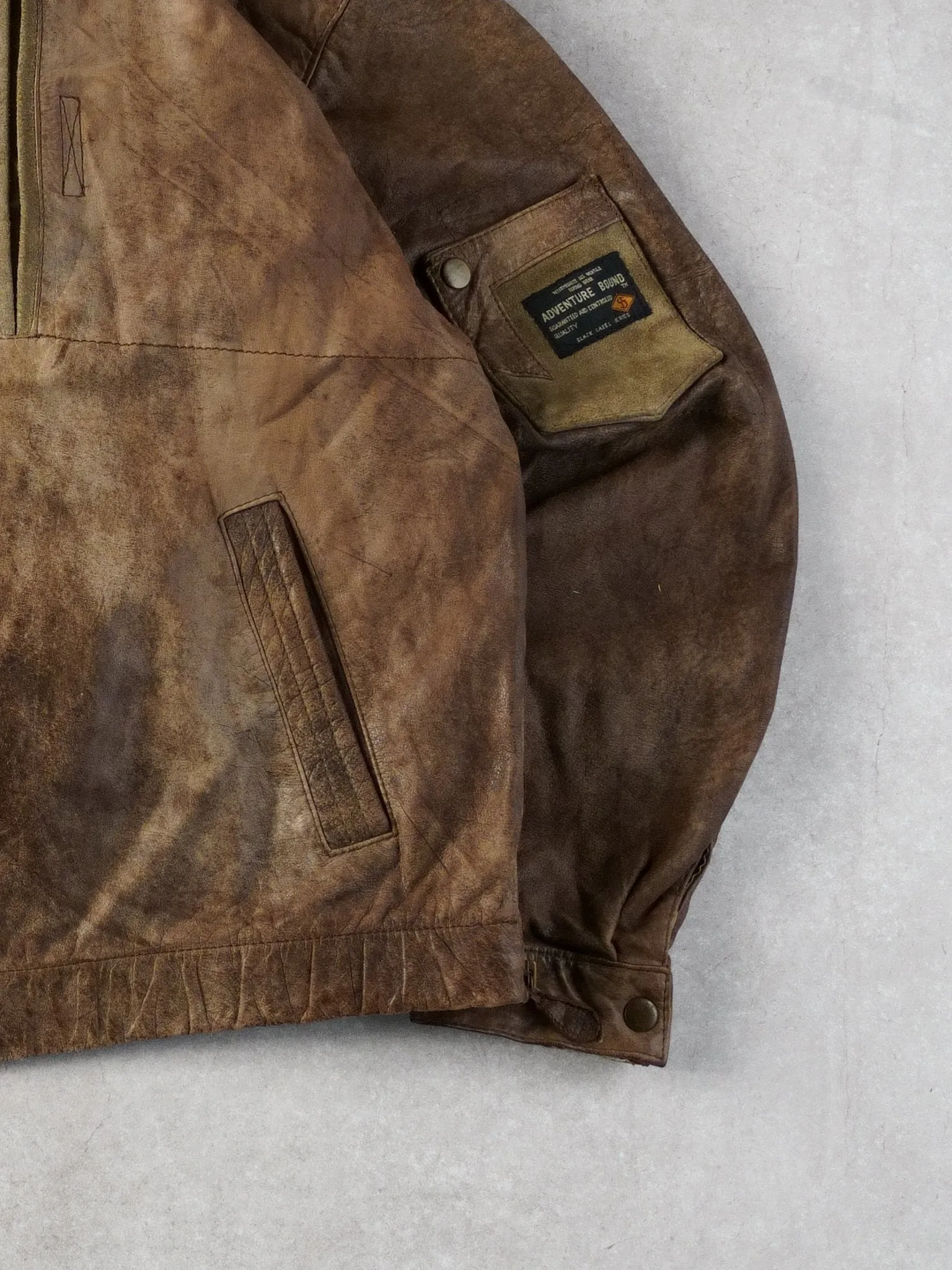 Vintage 90s Brown Adventure Bound Collared Leather Jacket (L) sold by Rebalance Vintage product image thumbnail 3