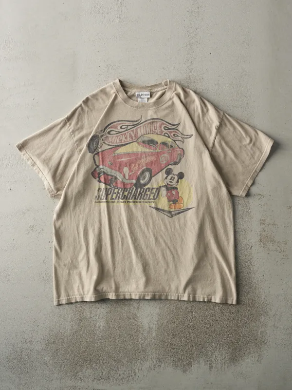Vintage Y2K Beige Mickey Mouse Racing Tee (L) sold by Rebalance Vintage