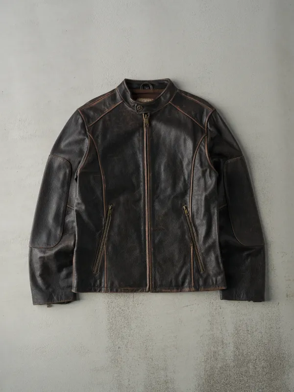 Vintage 90s Dark Brown Top Gun Leather Jacket (S/M) sold by Rebalance Vintage