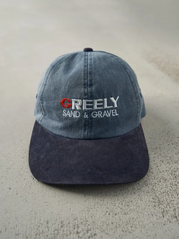 Vintage 90s Blue Two Tone & Suede Embroidered Greely Logo Strap Back Hat sold by Rebalance Vintage