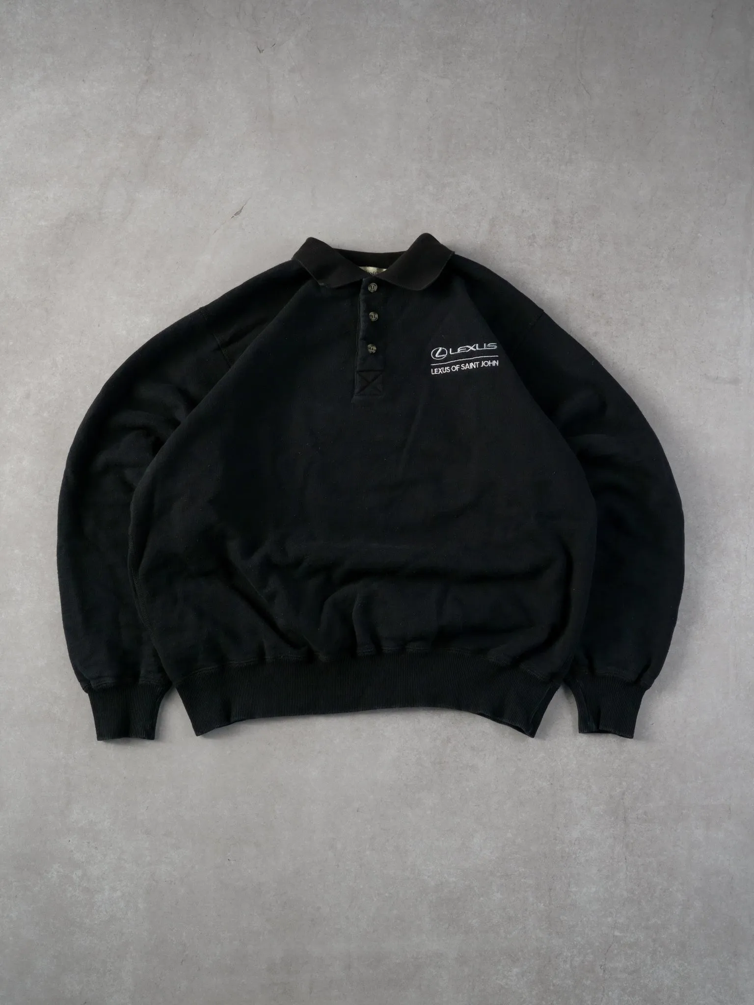 Vintage 90s Black Lexus St John Collared Button Up (L) sold by Rebalance Vintage