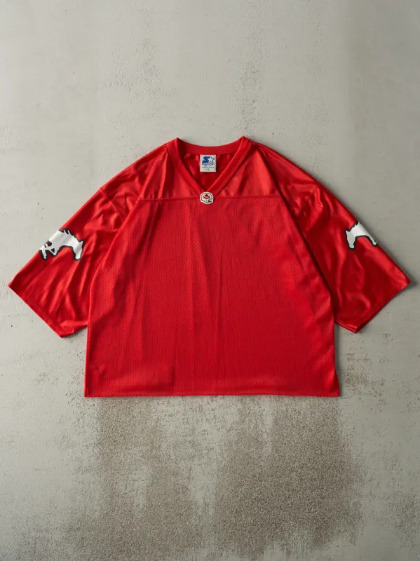 Vintage 90s Red Calgary Stampeders Cropped Football Jersey (L) sold by Rebalance Vintage