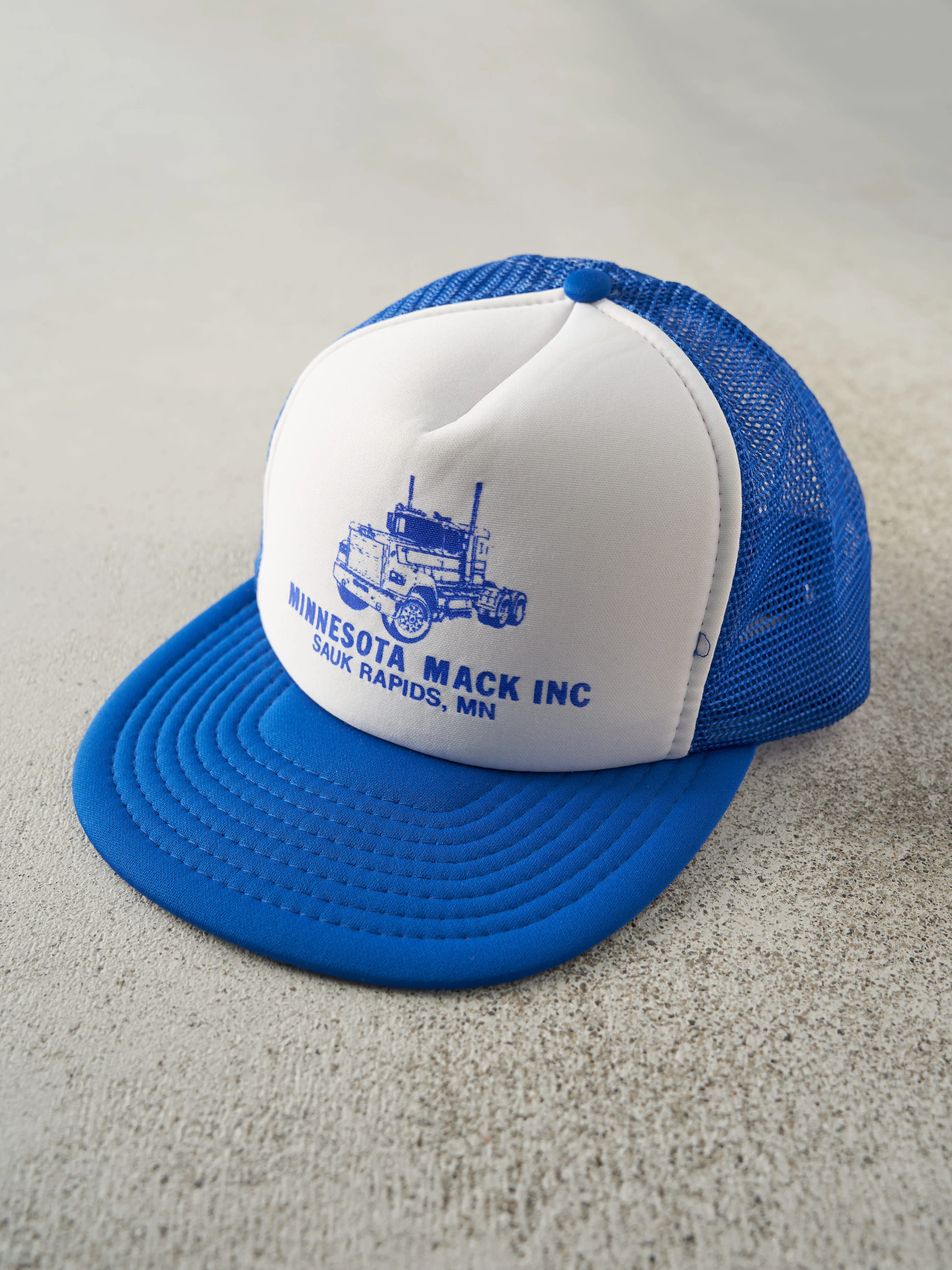 Vintage 80s Blue & White Minnesota Mack Foam Trucker Hat sold by Rebalance Vintage product image thumbnail 2