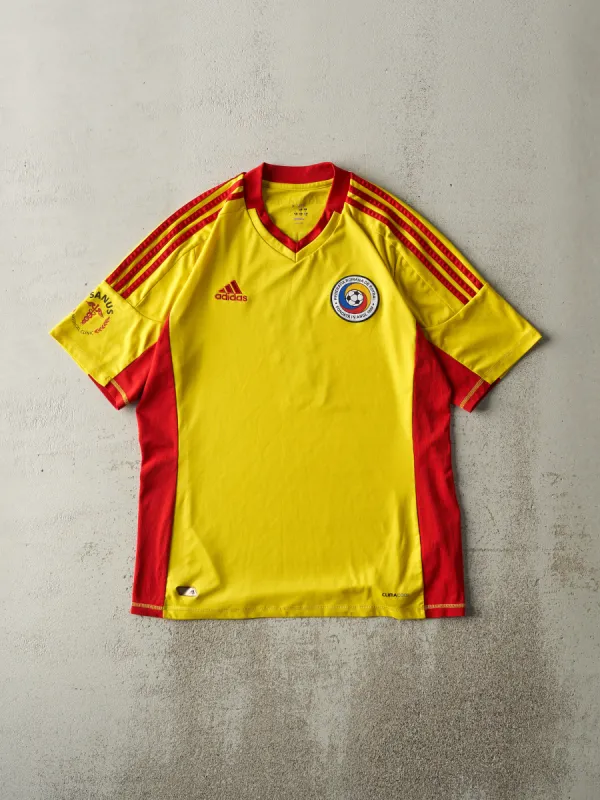 Vintage Y2K Yellow & Red Adidas Romanian Soccer Jersey (M/L) sold by Rebalance Vintage