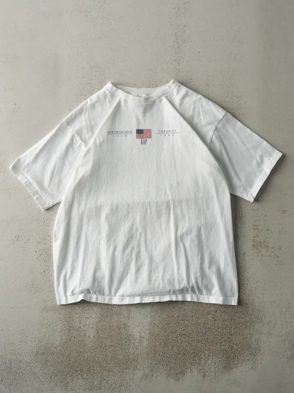 Vintage 95' White Gap Logo Tee (L) sold by Rebalance Vintage