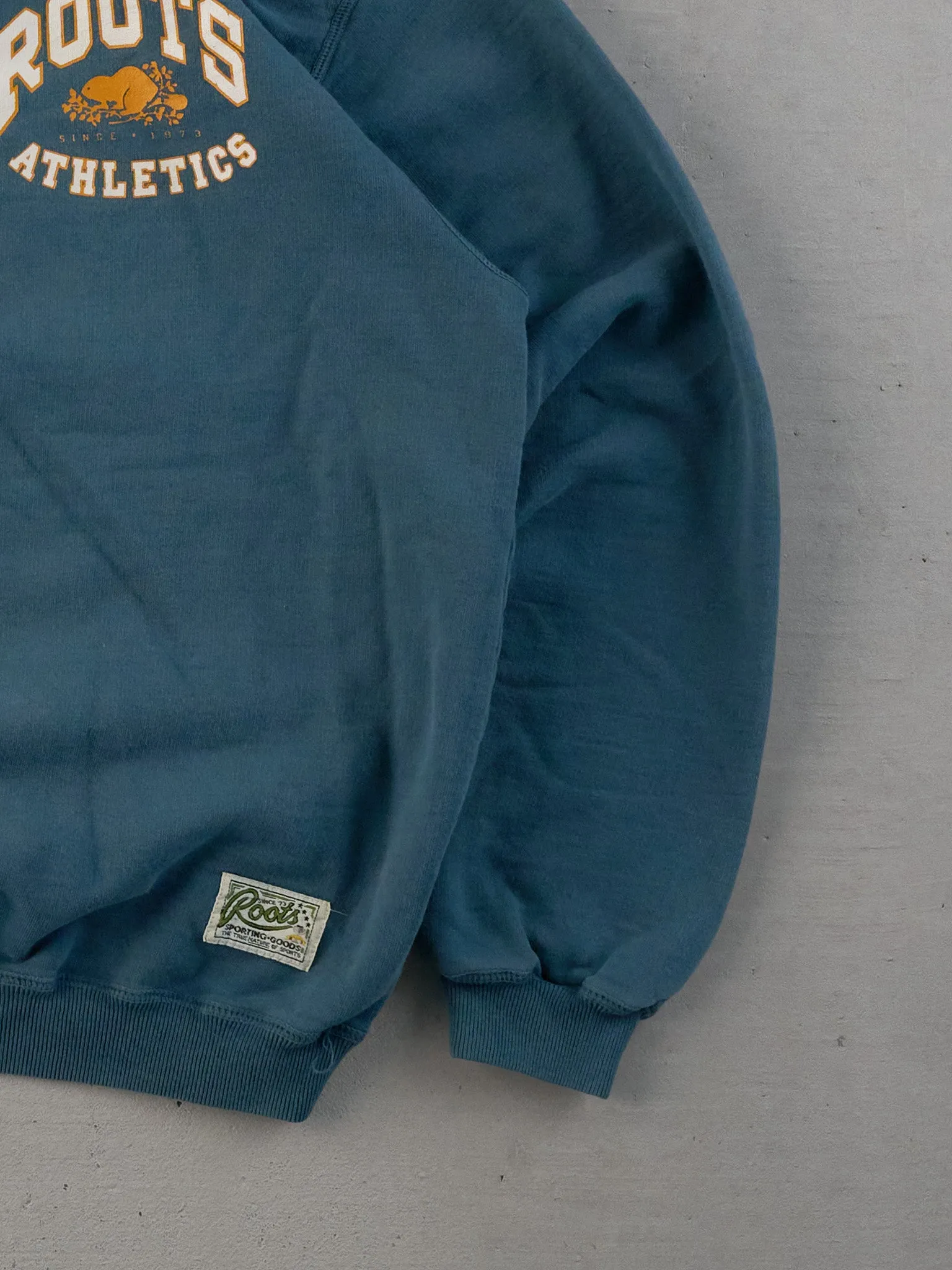 Vintage 90s Rare Faded Pine Green Roots Athletics Hooded 1/4 Zip (M) sold by Rebalance Vintage product image thumbnail 3