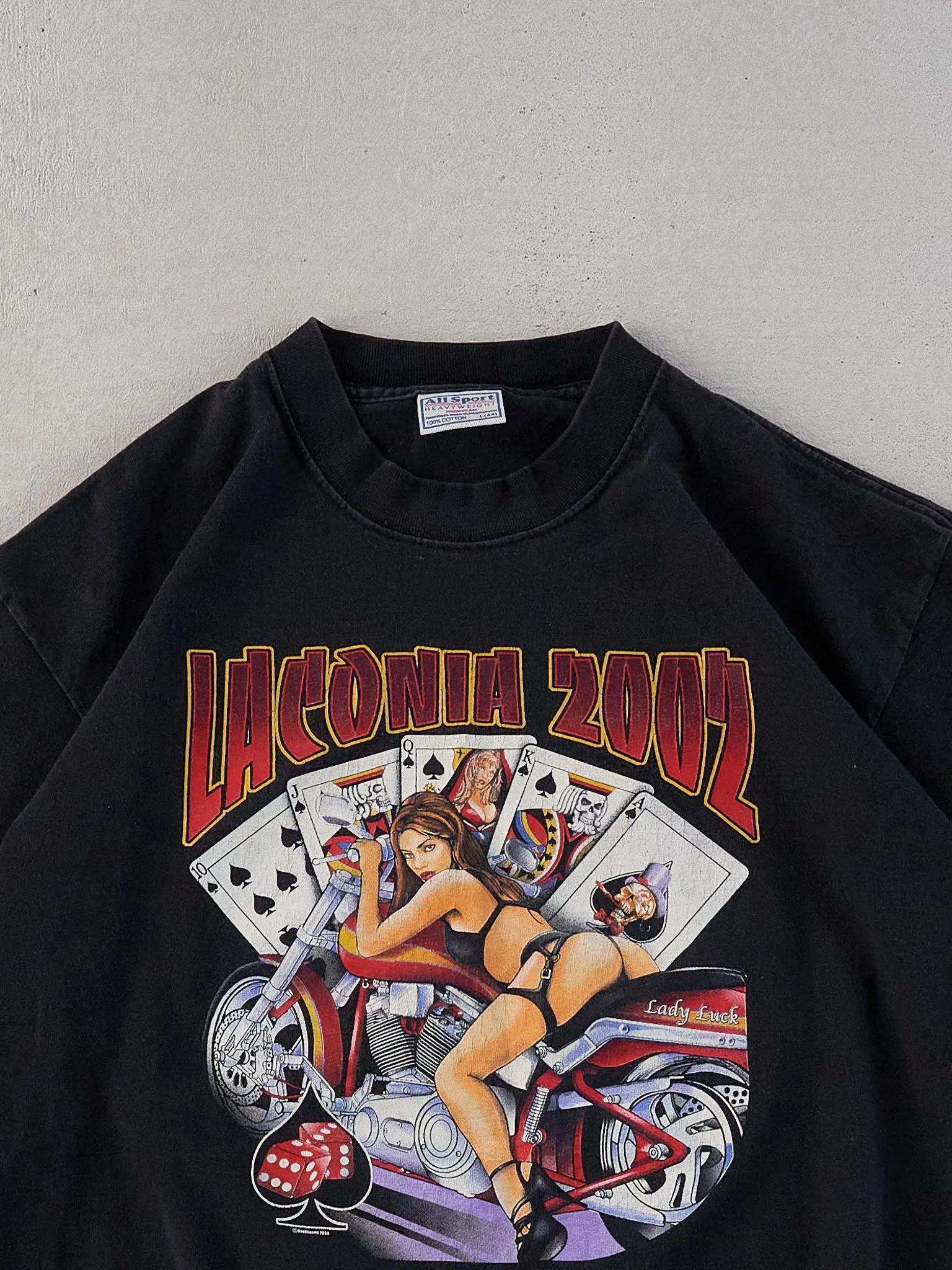Vintage 02' Black Laconia Biker Graphic Tee (S) sold by Rebalance Vintage product image thumbnail 3