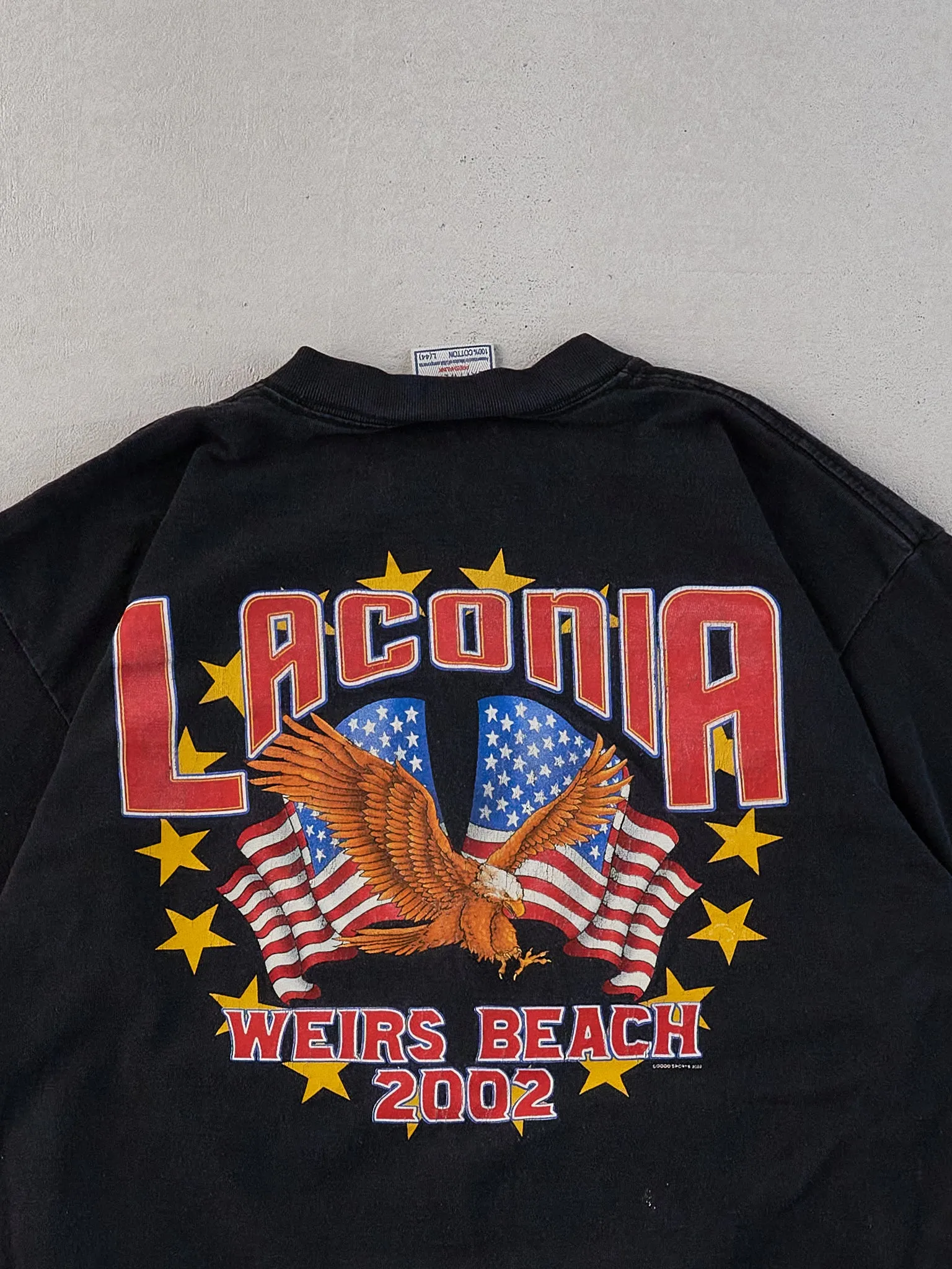 Vintage 02' Black Laconia Biker Graphic Tee (S) sold by Rebalance Vintage product image thumbnail 4
