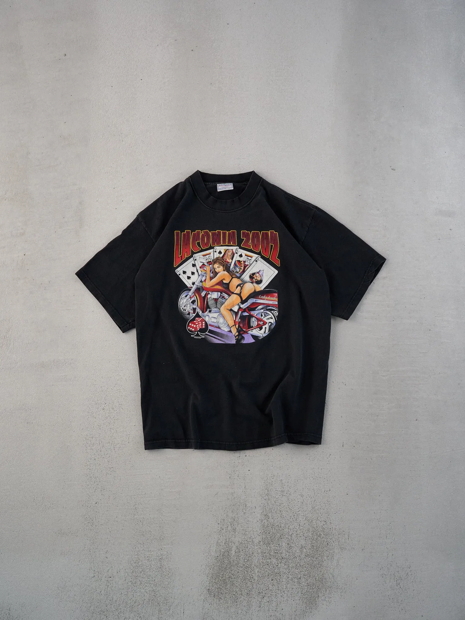 Vintage 02' Black Laconia Biker Graphic Tee (S) sold by Rebalance Vintage