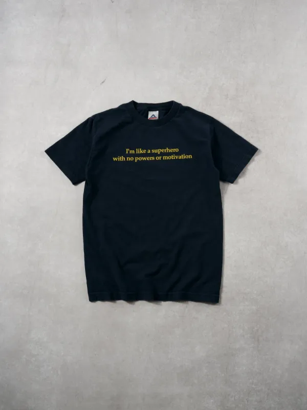 Vintage Navy  "I'm like a superhero with no power or motivation" Tee (S) sold by Rebalance Vintage