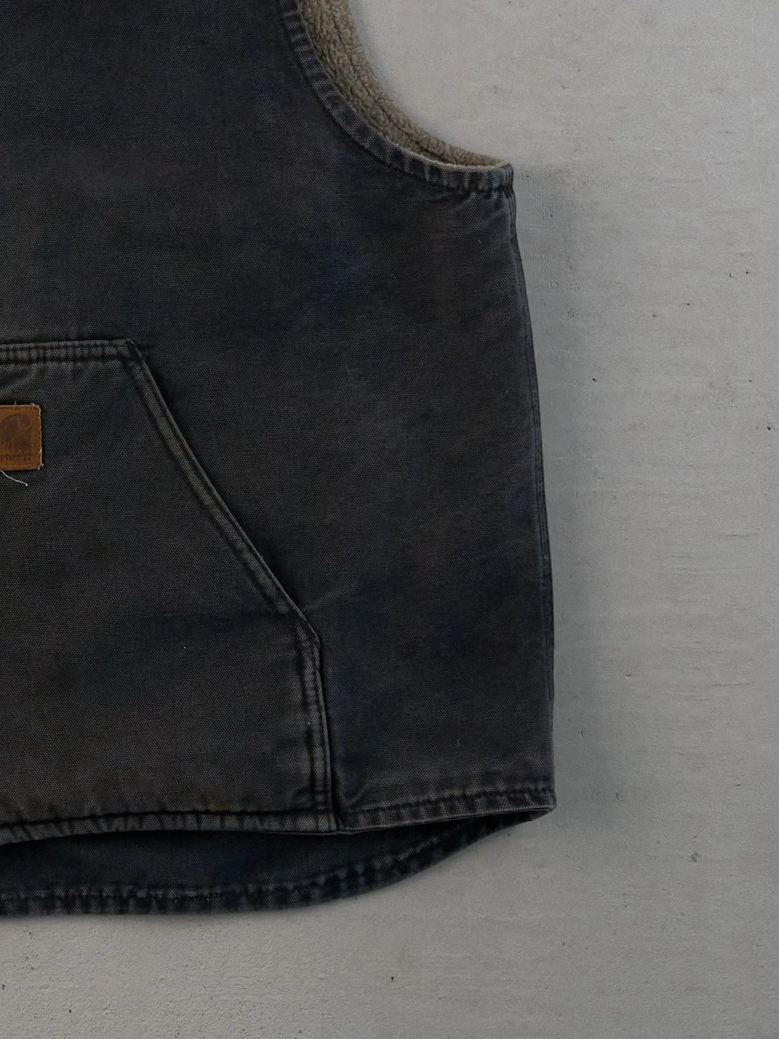 Vintage 90s Washed Black Carhartt Sherpa Lined Workwear Vest (L) sold by Rebalance Vintage product image thumbnail 3