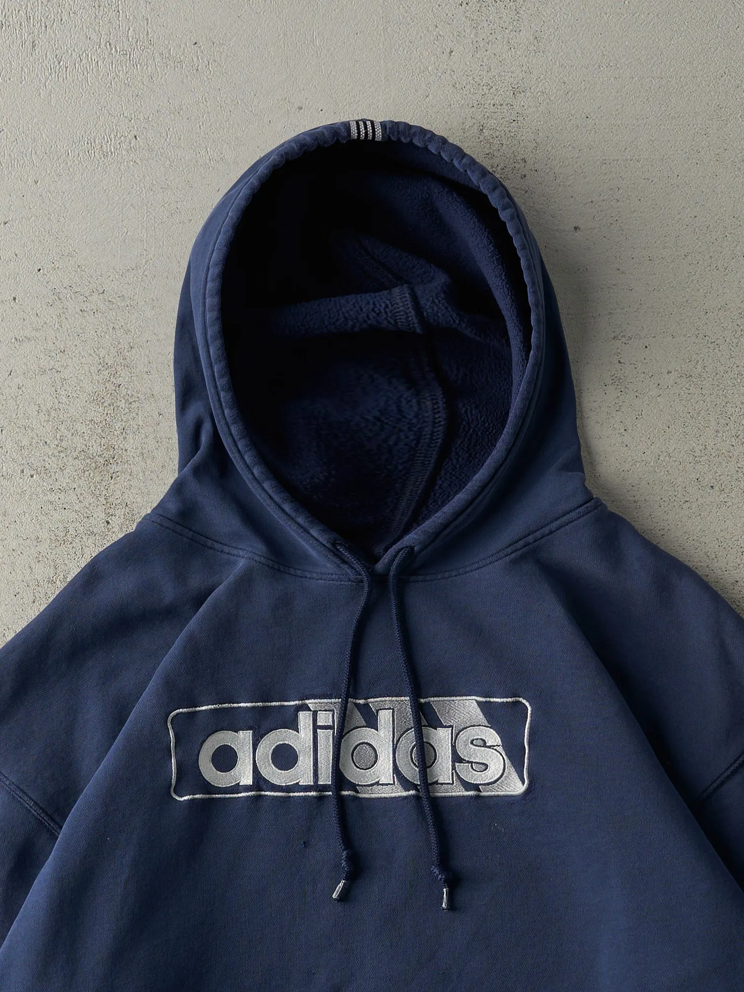 Vintage 90s Navy Blue Embroidered Adidas Hoodie (L) sold by Rebalance Vintage product image thumbnail 2