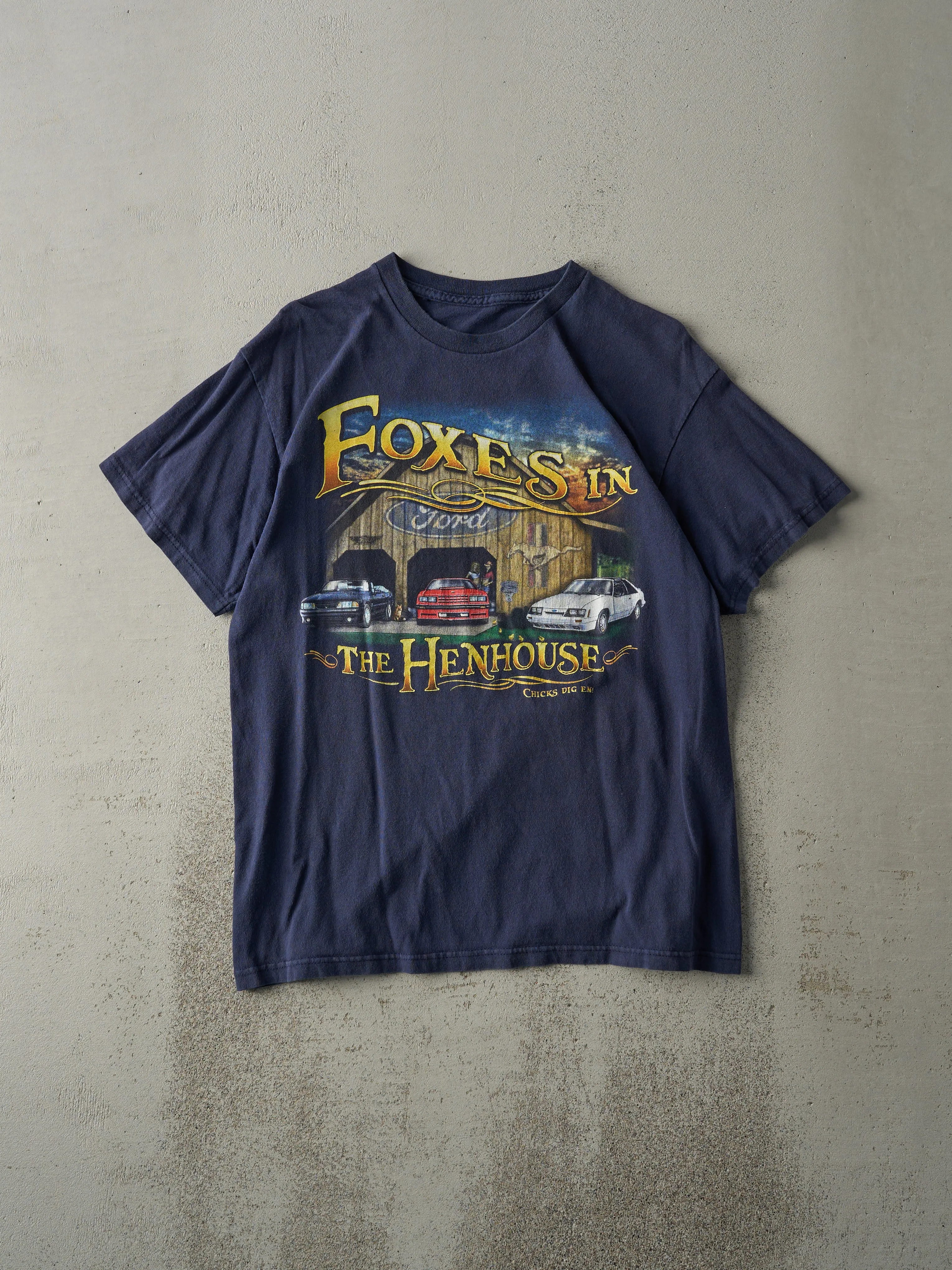 Vintage Y2K Navy Blue Ford "Foxes in The Henhouse" Tee (M) sold by Rebalance Vintage