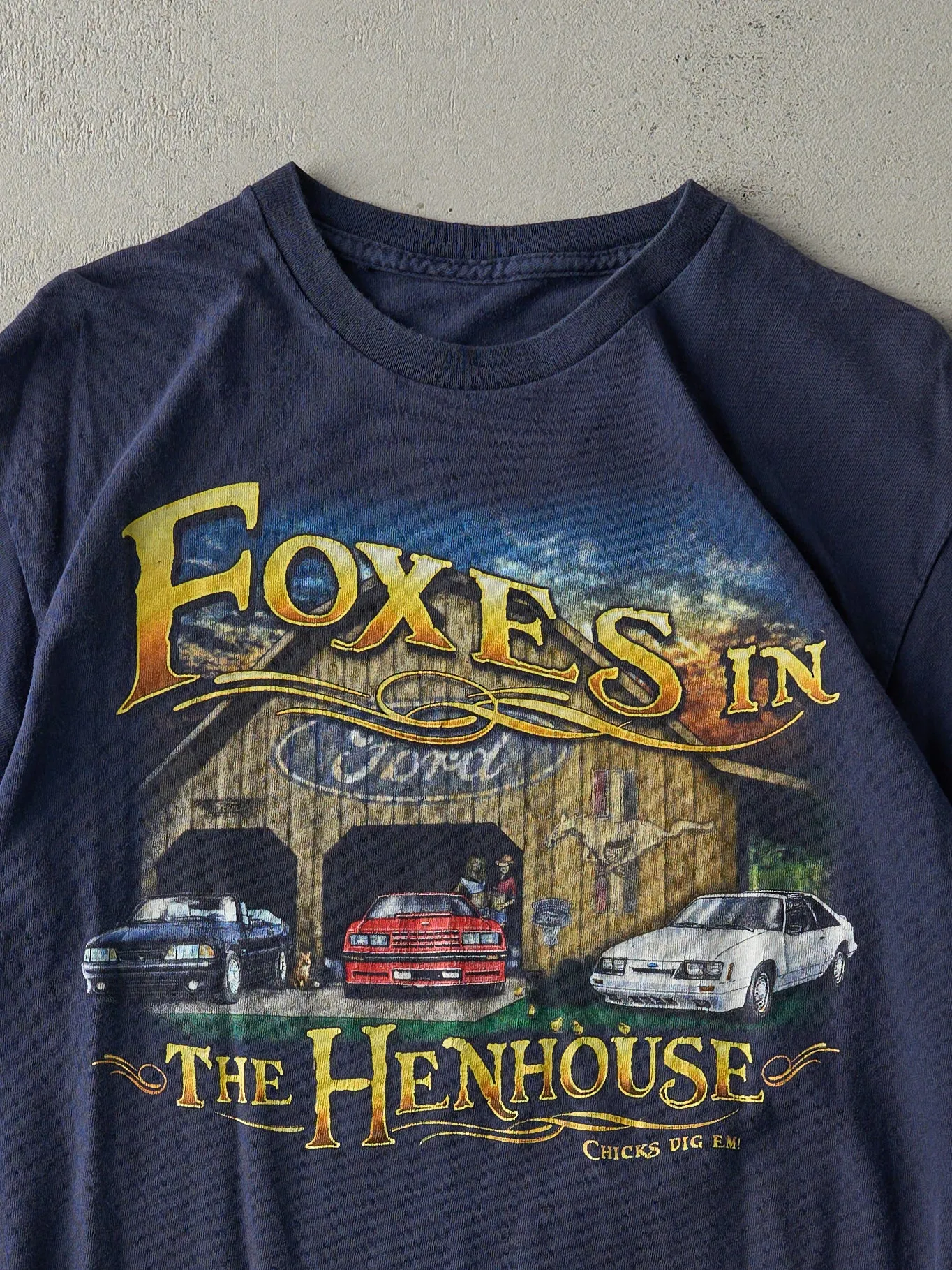 Vintage Y2K Navy Blue Ford "Foxes in The Henhouse" Tee (M) sold by Rebalance Vintage product image thumbnail 2