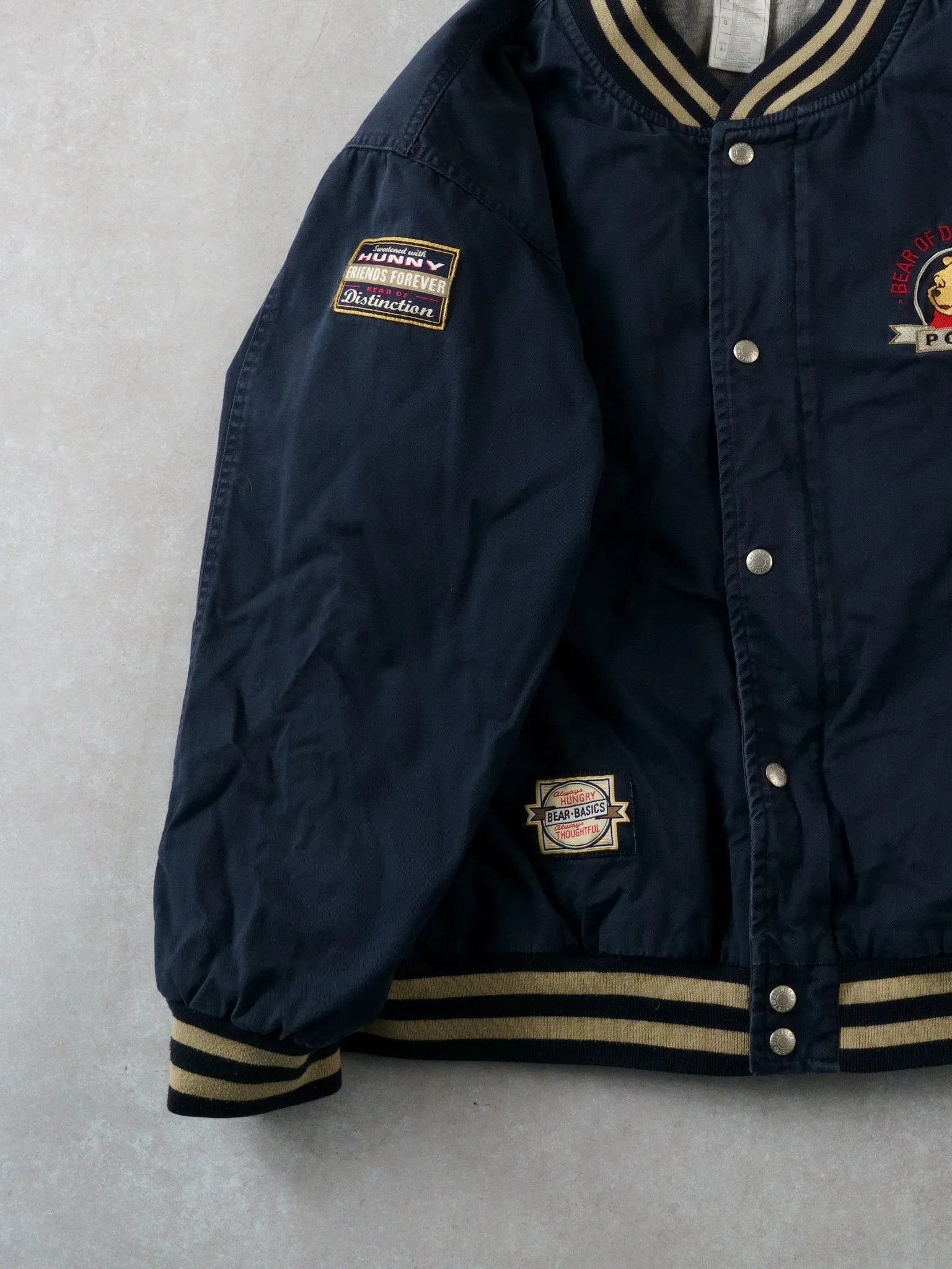Vintage 90s Navy Blue Walt Disney Winnie The Pooh Bear Essentials Bomber (M/L) sold by Rebalance Vintage product image thumbnail 5