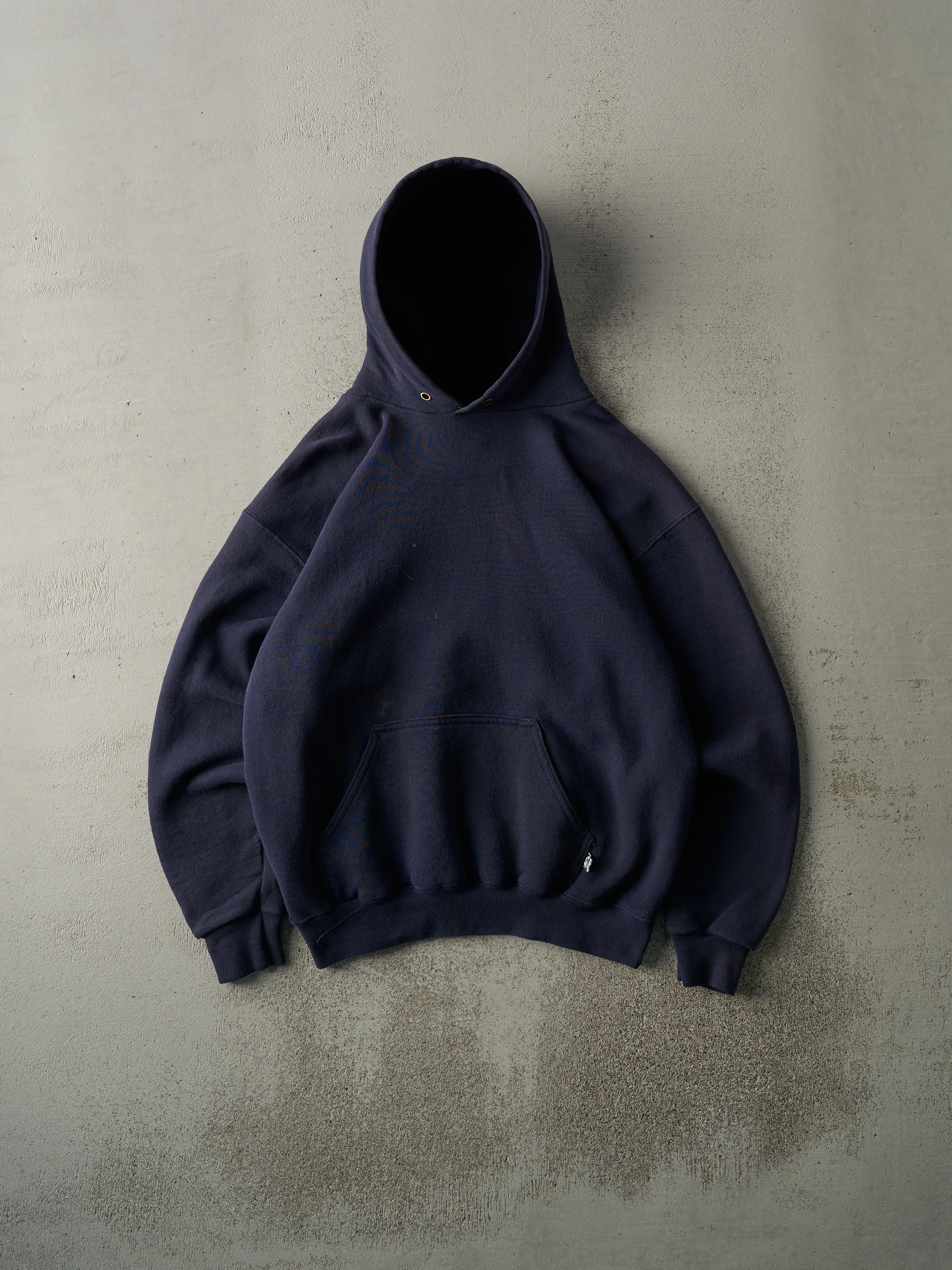 Vintage 90s Navy Blue Blank Discus Athletic Hoodie (M) sold by Rebalance Vintage