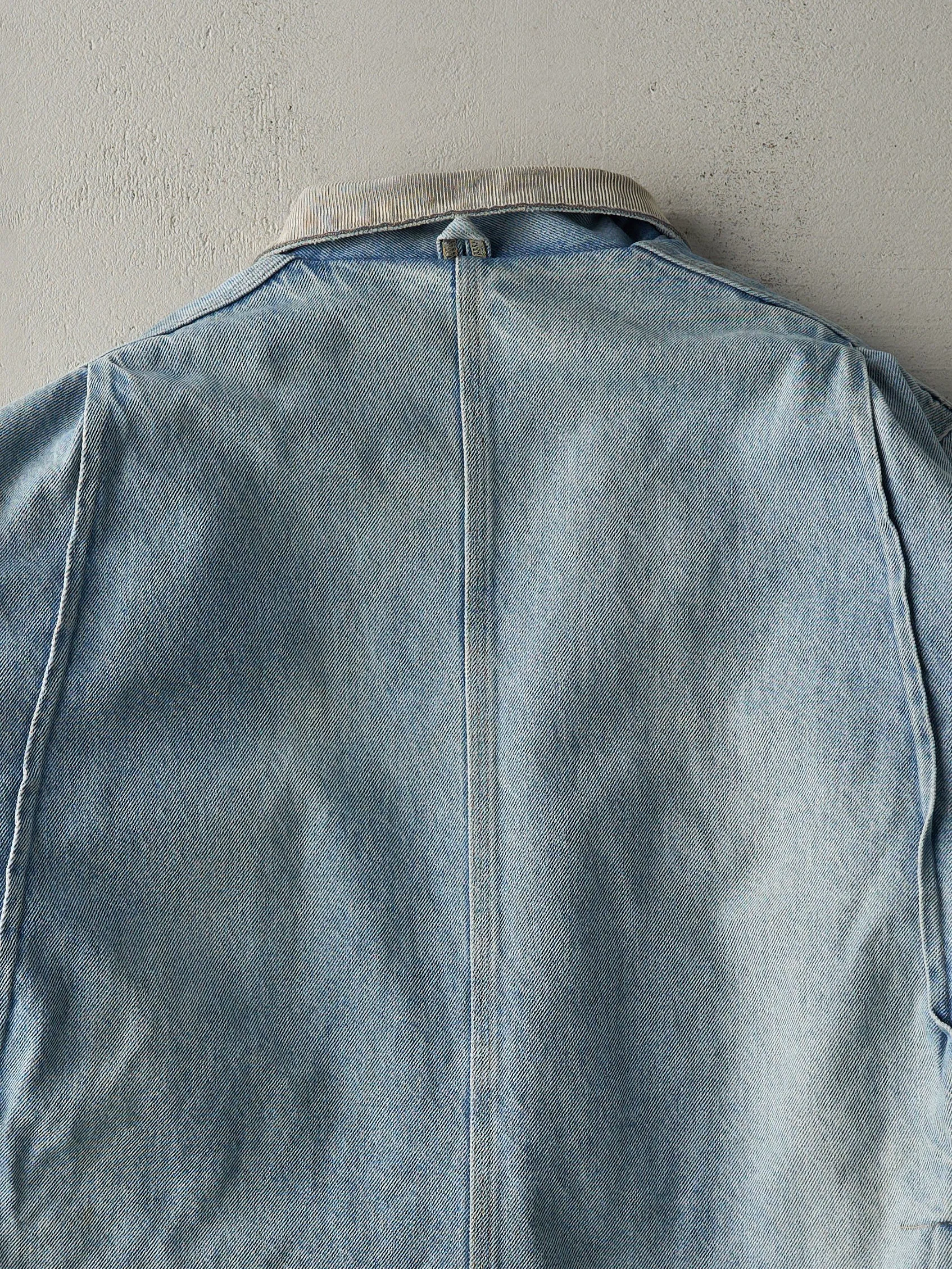 Vintage 90s Light Wash Carhartt Blanket Lined Denim Chore Jacket (XL) sold by Rebalance Vintage product image thumbnail 5