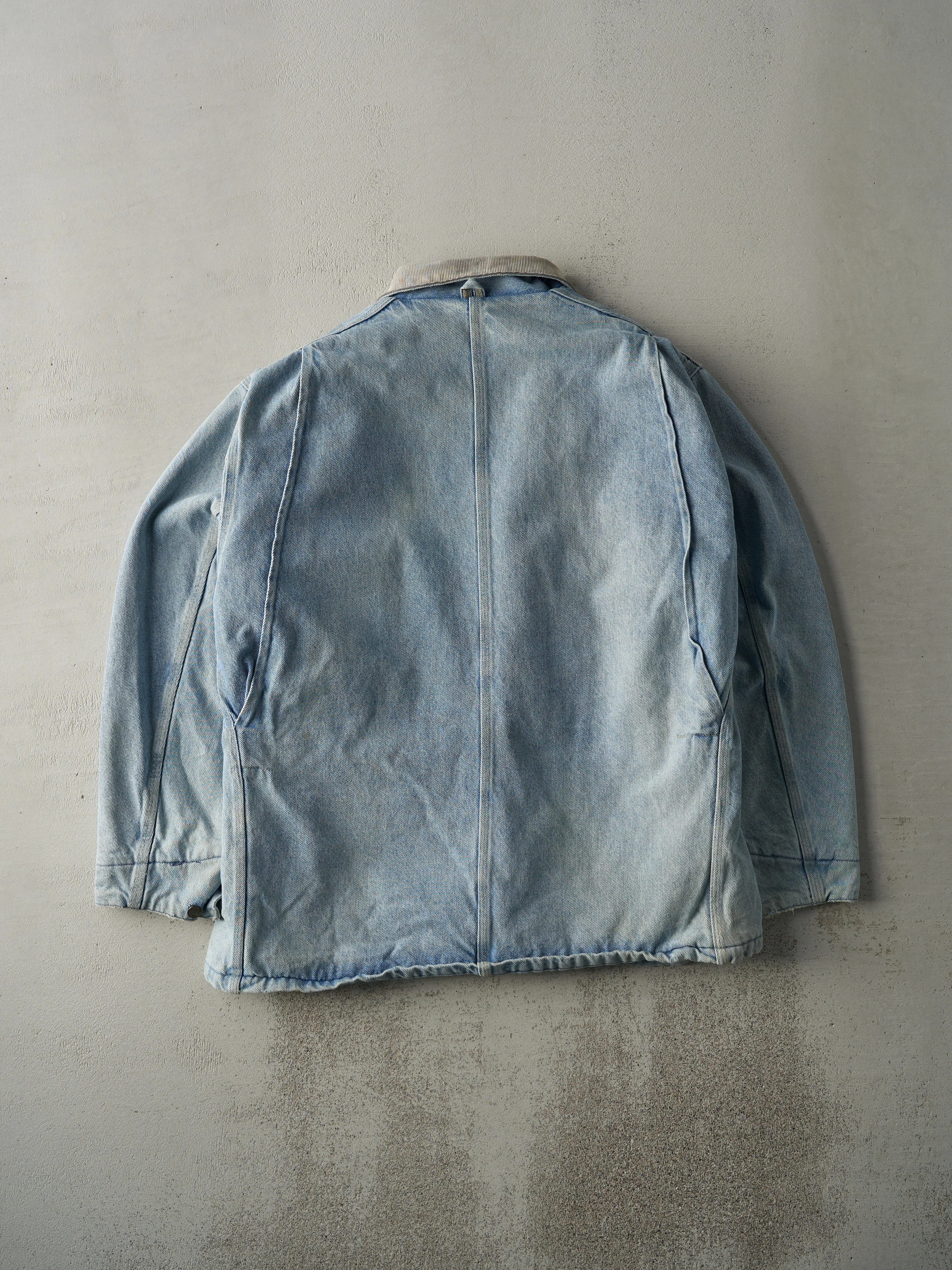 Vintage 90s Light Wash Carhartt Blanket Lined Denim Chore Jacket (XL) sold by Rebalance Vintage product image thumbnail 3