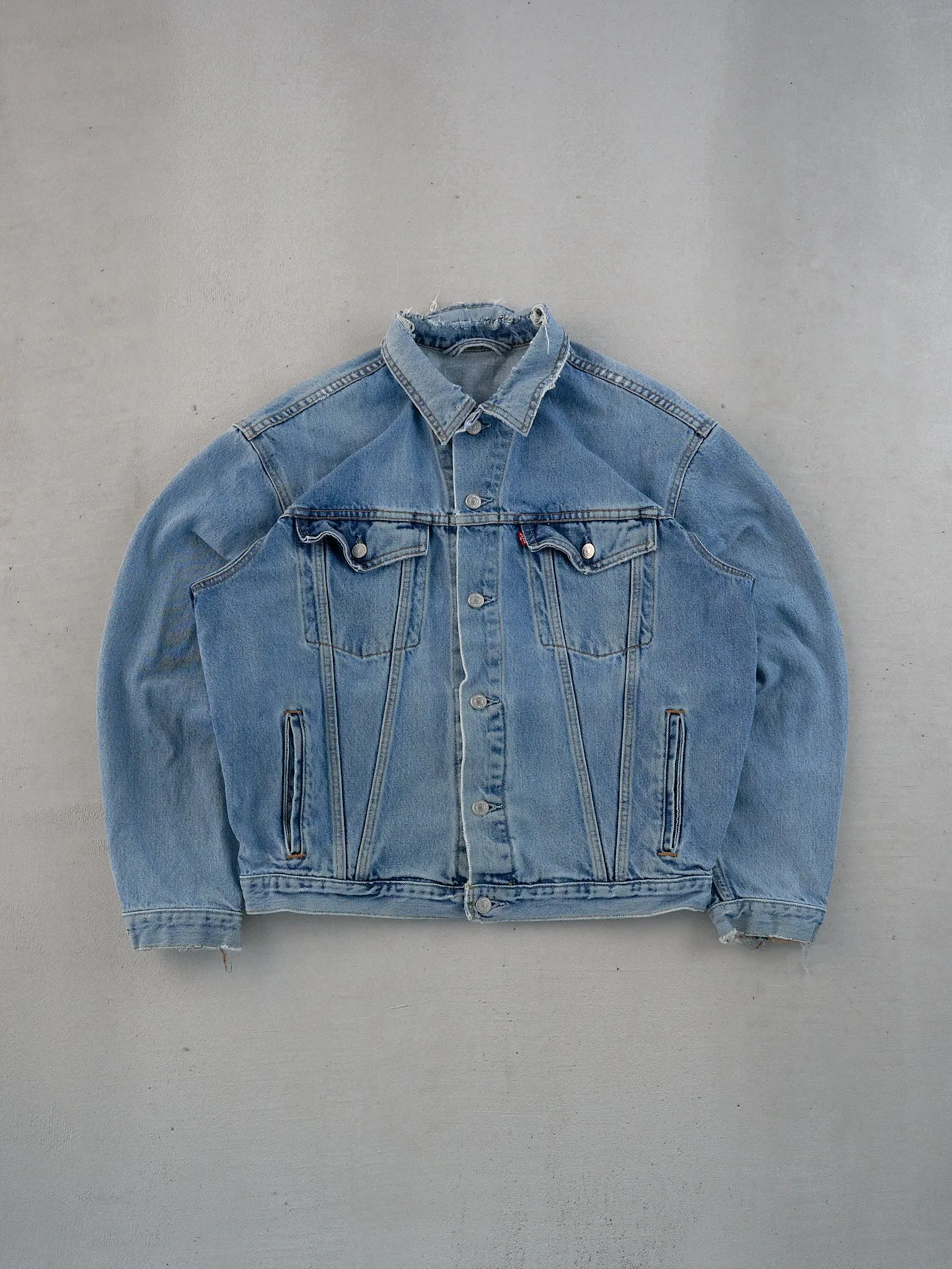 Vintage 90s Light Blue Levi's Rugged Denim Jacket (L) sold by Rebalance Vintage