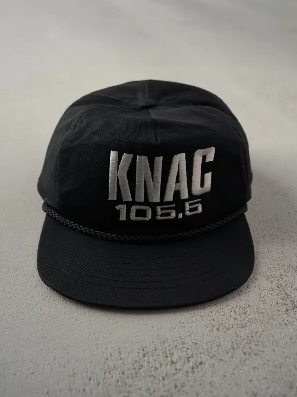 Vintage 80s Black KNAC 105.5 Radio Embroidered Snapback Hat sold by Rebalance Vintage