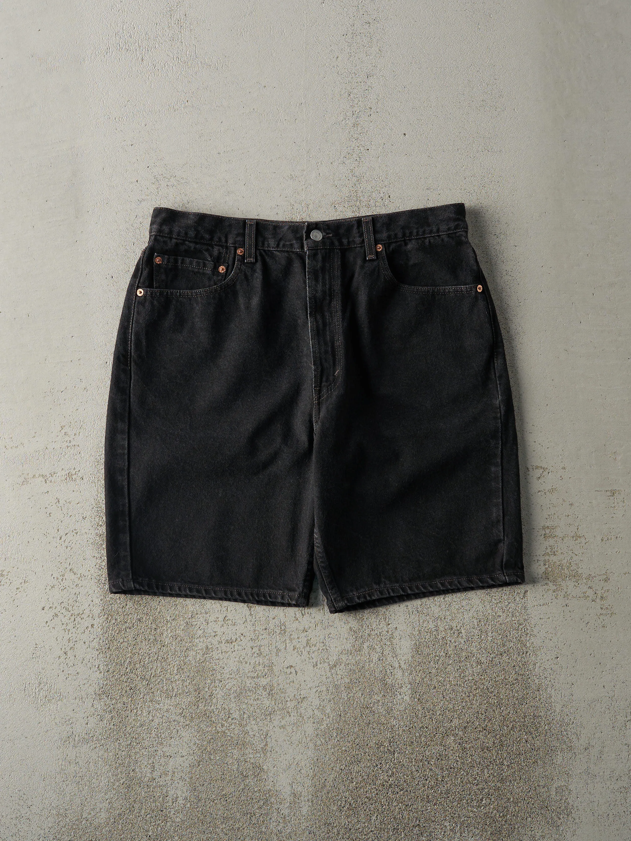 Vintage 90s Black Levi's 505 Denim Shorts (34x9) sold by Rebalance Vintage