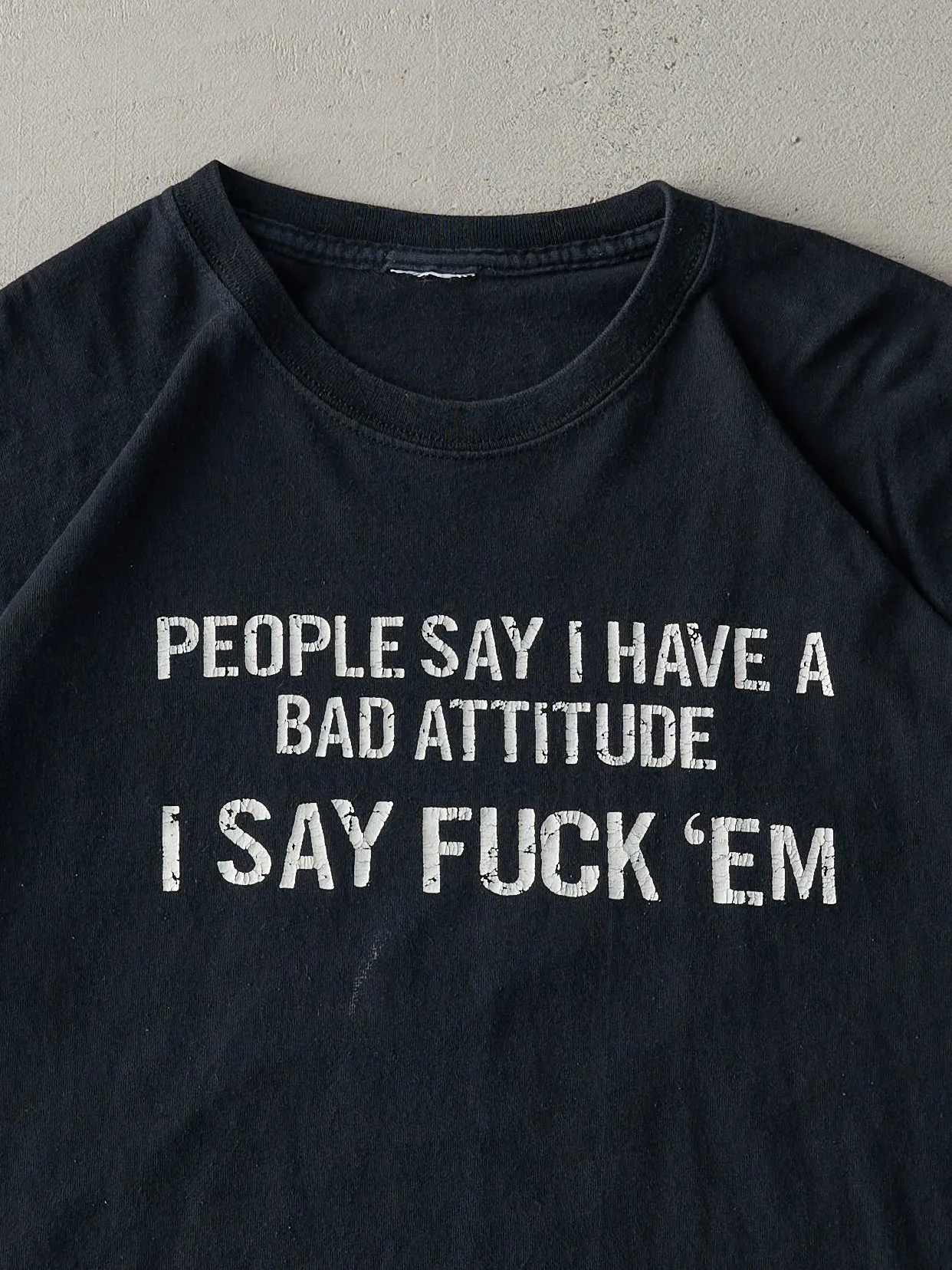 Vintage Y2K Faded Black "Bad Attitude" Tee (L) sold by Rebalance Vintage product image thumbnail 2