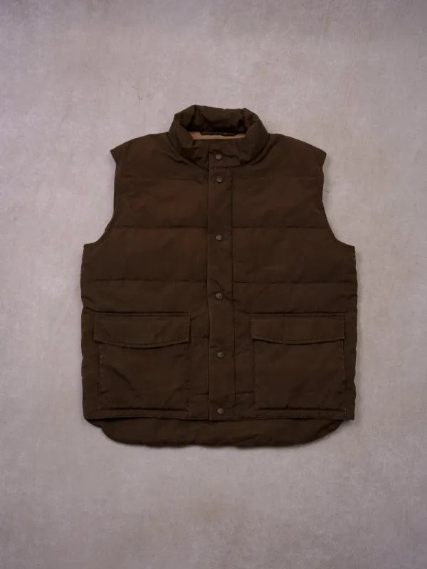 Vintage 90s Brown Cabela's Outdoor Gear Puffer Fleece Lined Vest (L) sold by Rebalance Vintage