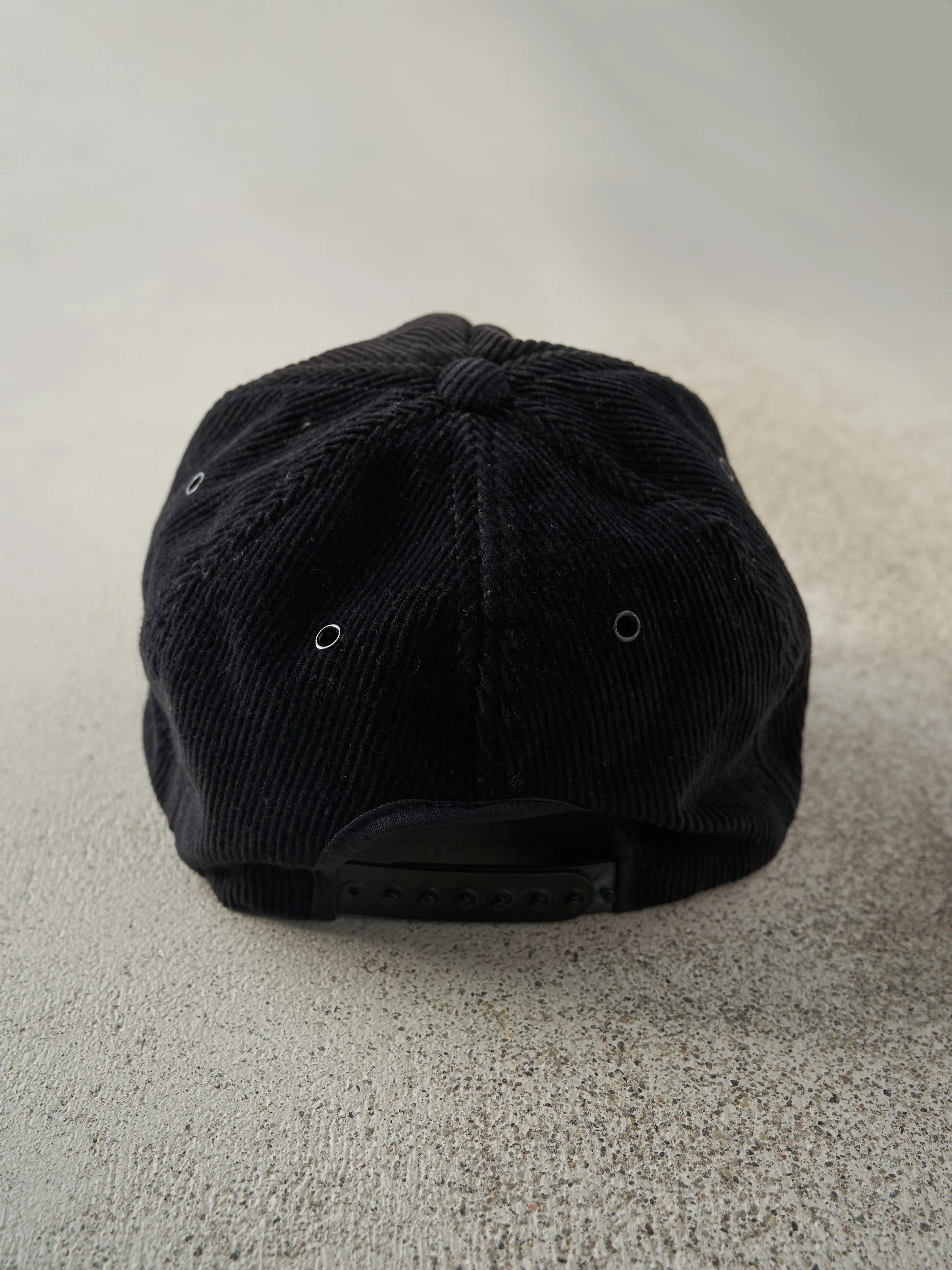 Vintage 80s Black "Hello Pension" Embroidered Corduroy Snapback Hat sold by Rebalance Vintage product image thumbnail 3