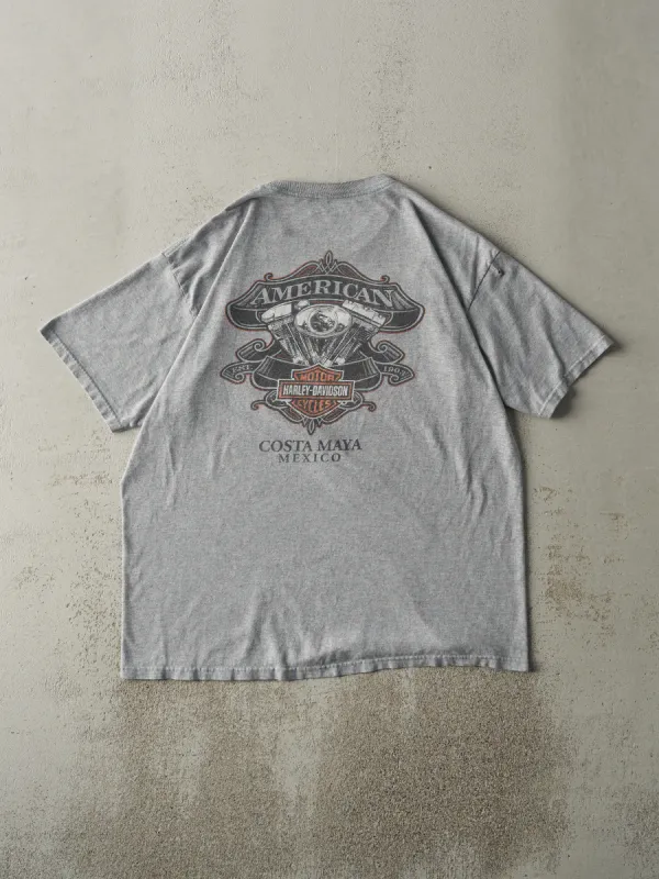 Vintage Y2K Grey Costa Maya Mexico Harley Davidson Tee (L/XL) sold by Rebalance Vintage
