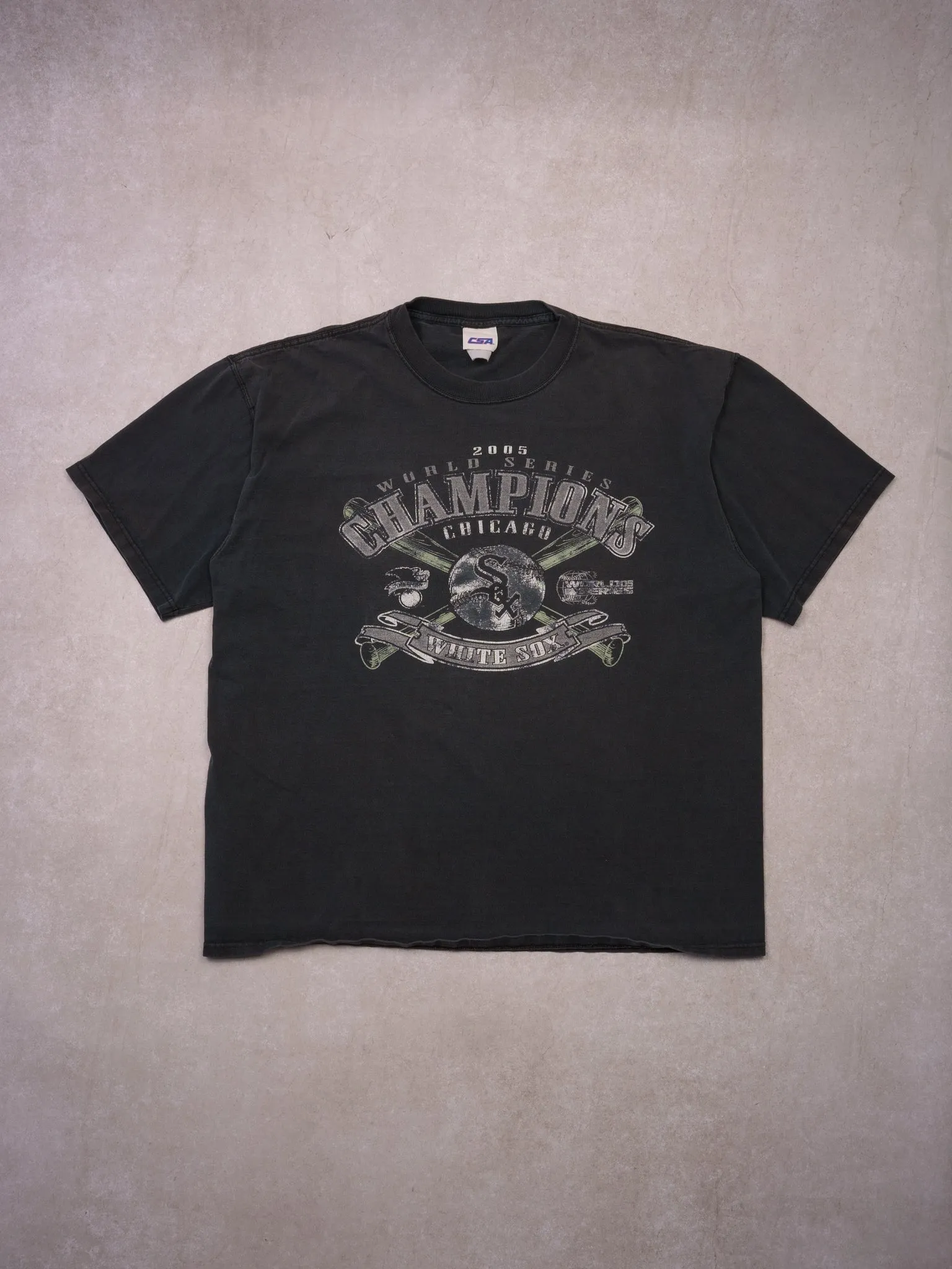 Vintage 05' Washed Black Chicago White Sox World Series Champions Tee (L) sold by Rebalance Vintage