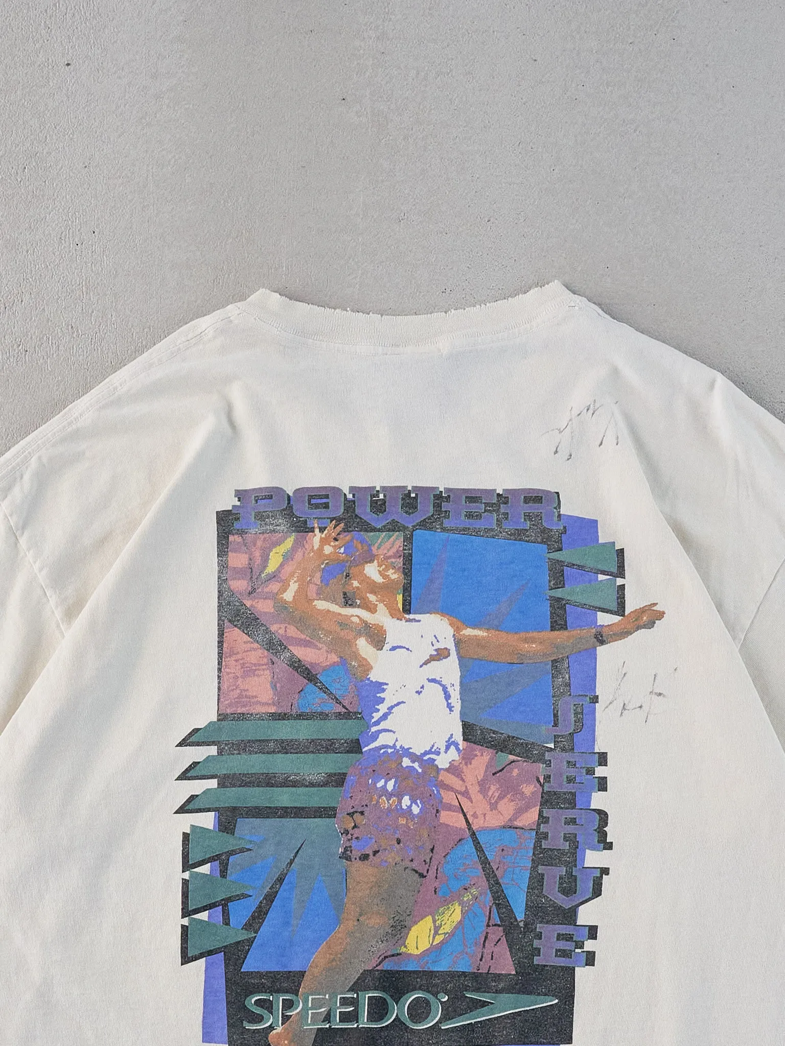 Vintage 95' White Speedo "Power" Sports Graphic Tee (M) sold by Rebalance Vintage product image thumbnail 4