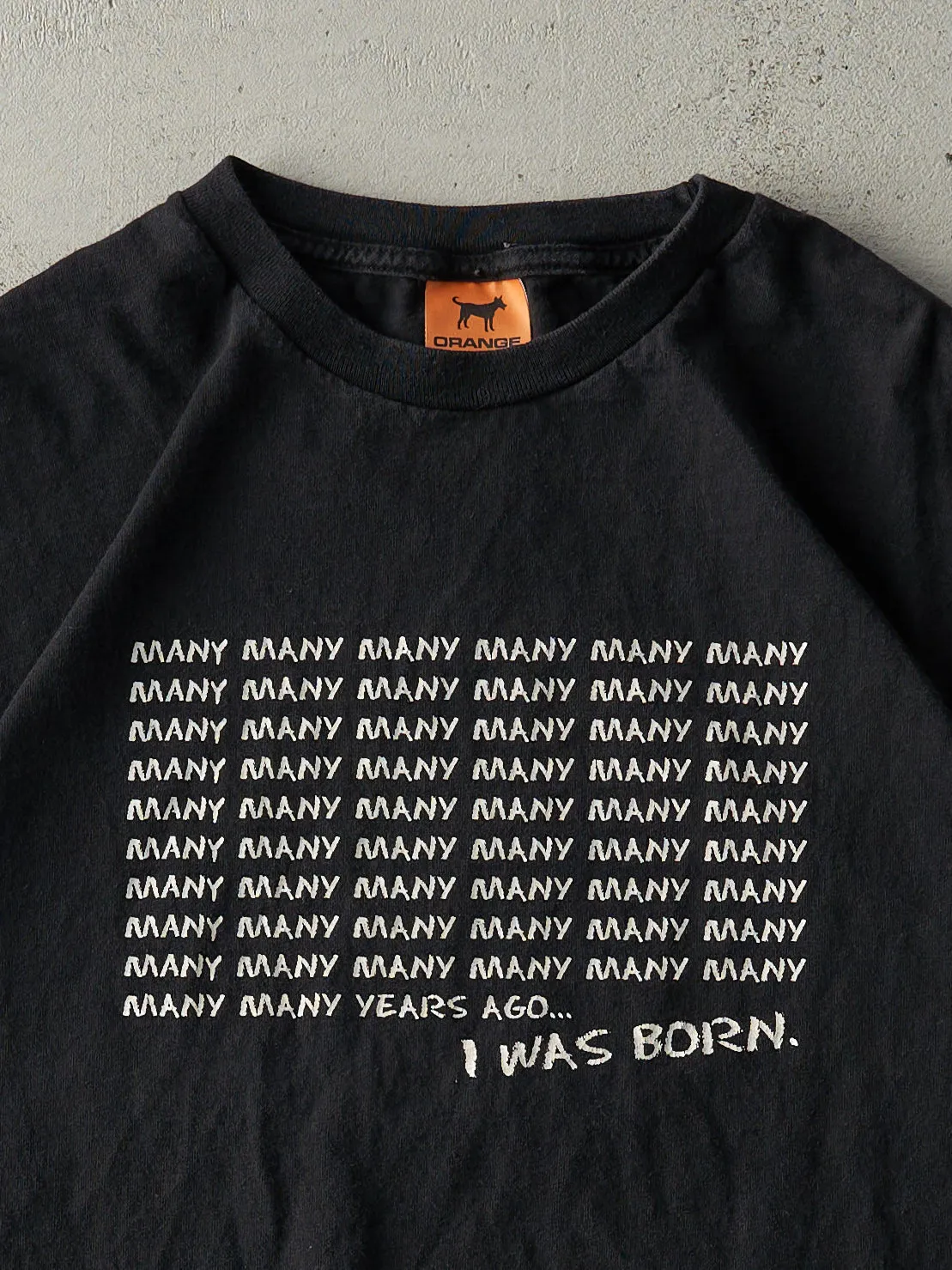 Vintage Y2K Black "Many Many Years Ago.." Slogan Tee (M) sold by Rebalance Vintage product image thumbnail 3
