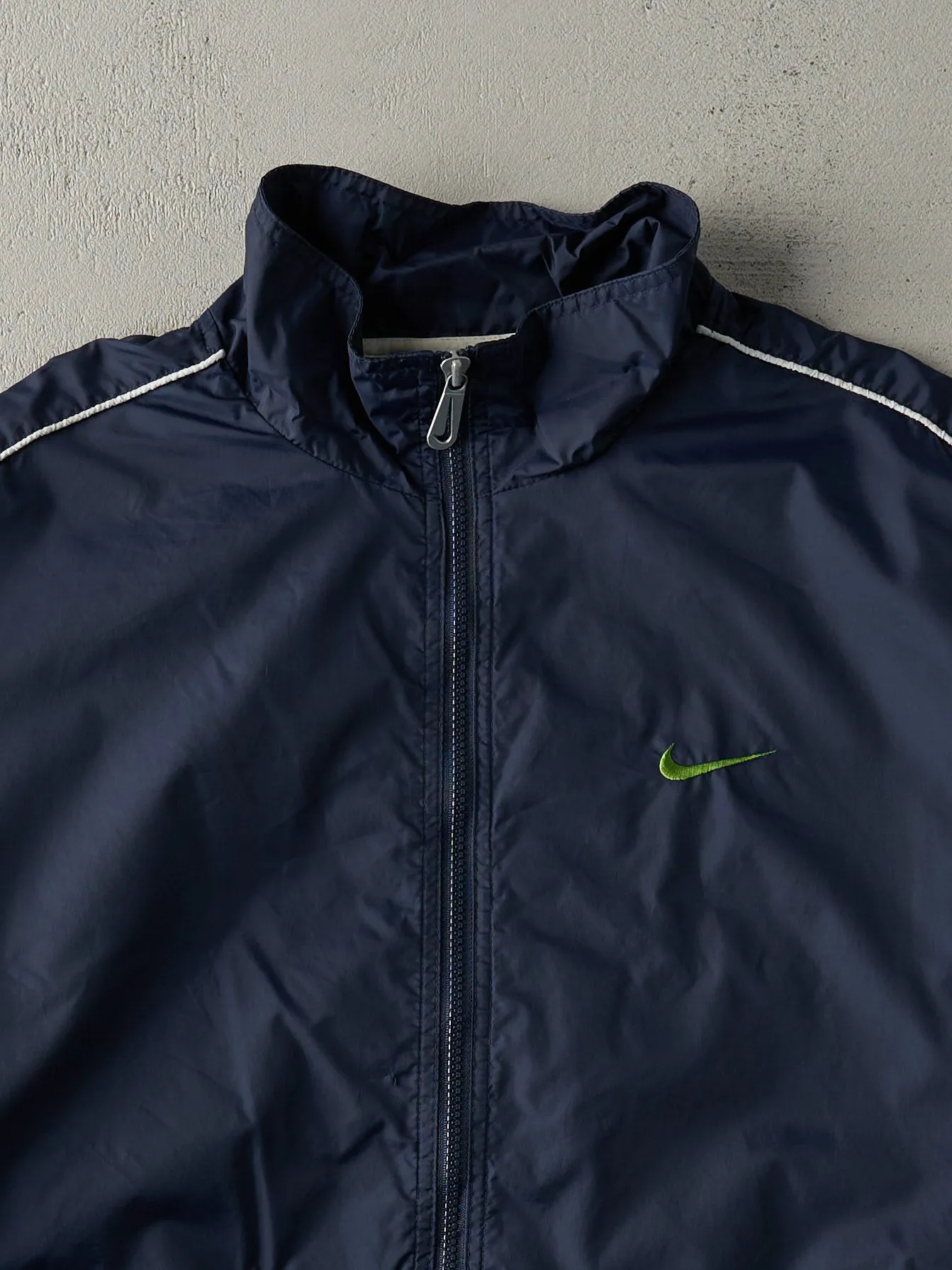 Vintage 90s Navy Blue Nike Zip Up Windbreaker Jacket (L) sold by Rebalance Vintage product image thumbnail 3