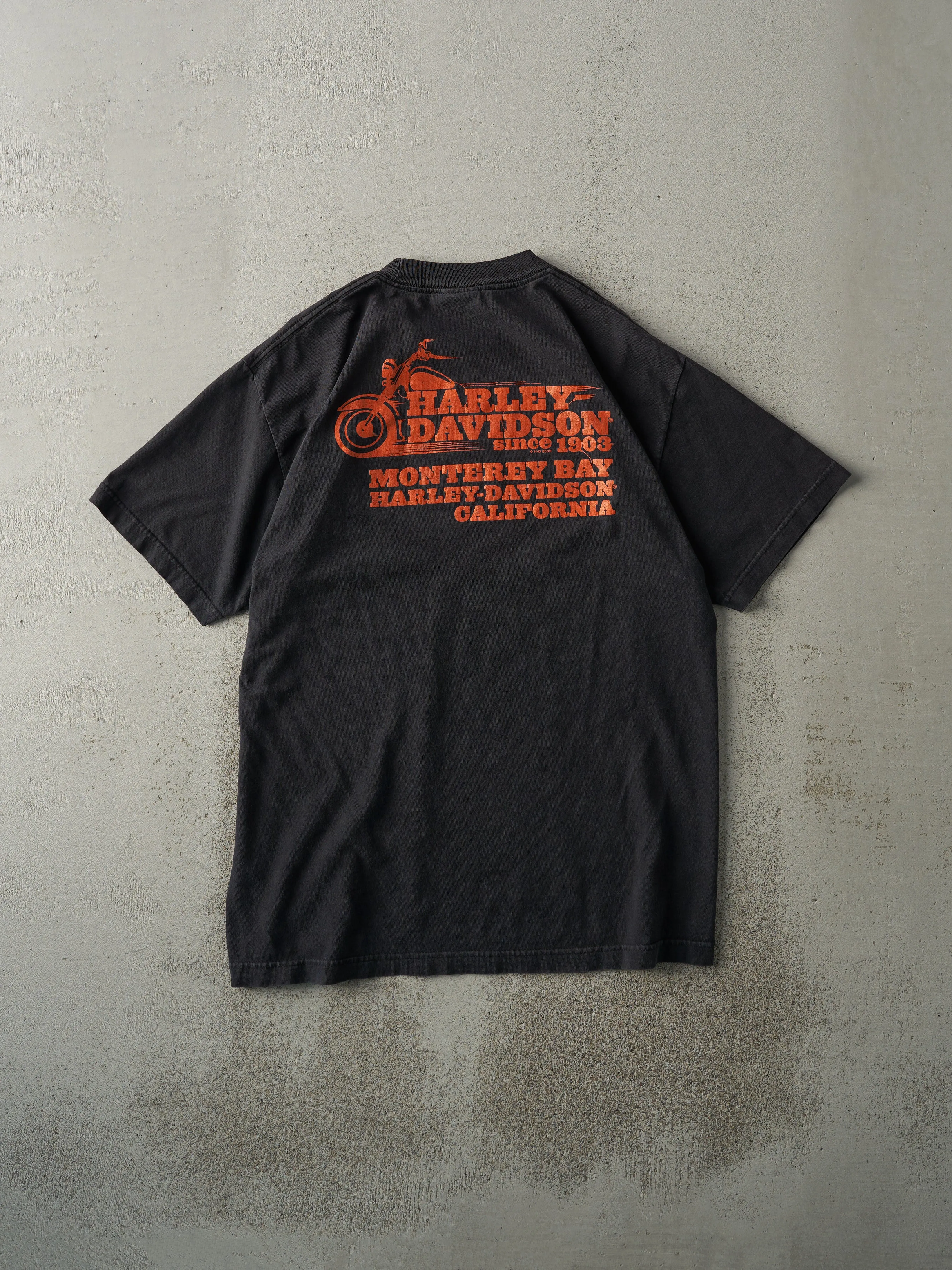Vintage 09' Black Monterey Bay California Harley Davidson Pocket Tee (M) sold by Rebalance Vintage