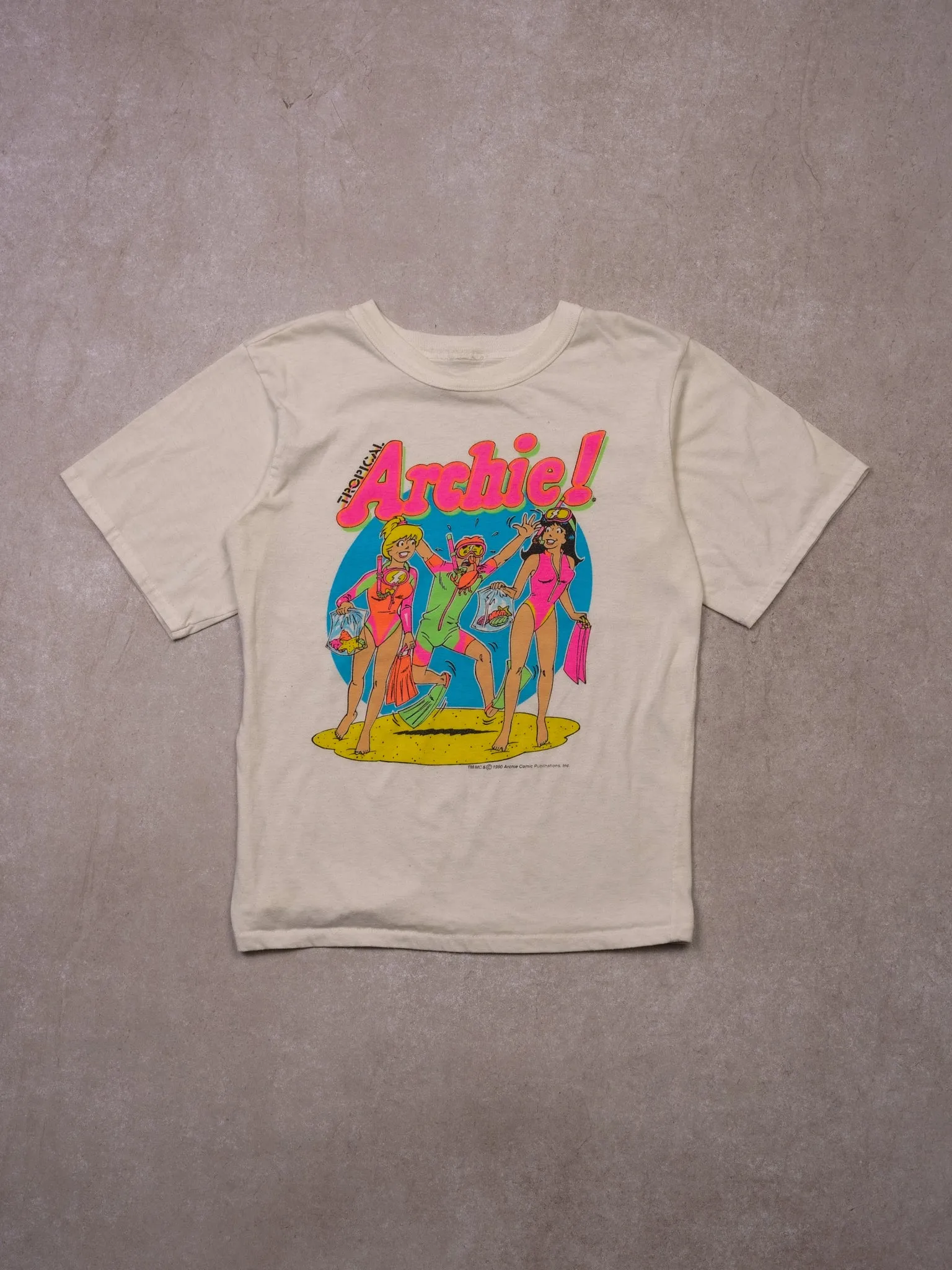 Vintage 90' Rare White Tropical Archie Comics Graphic Tee (S) sold by Rebalance Vintage