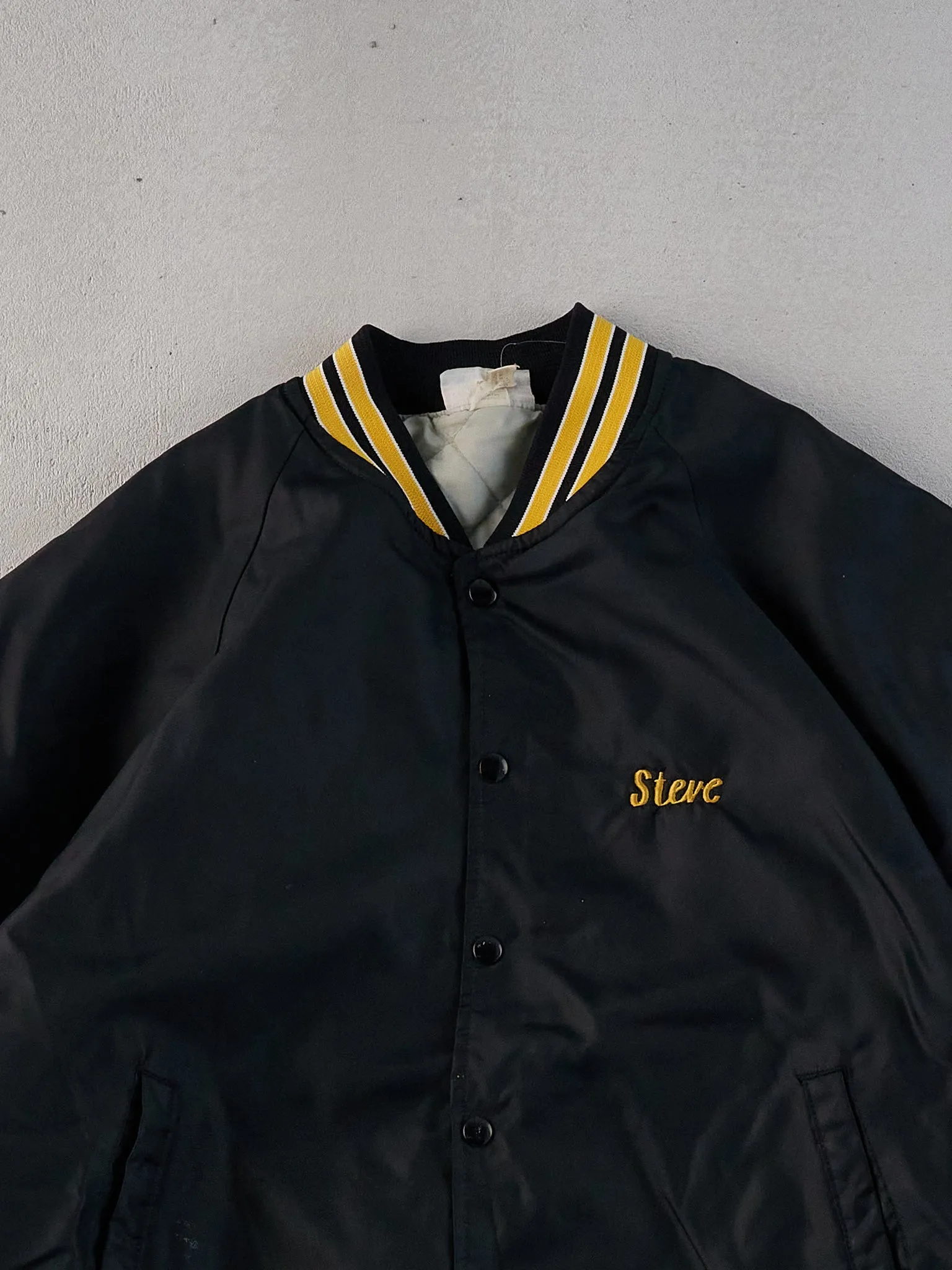 Vintage 90s Black Detroit Lakes Veterans Minnesota Satain Bomber Jacket (L) sold by Rebalance Vintage product image thumbnail 3