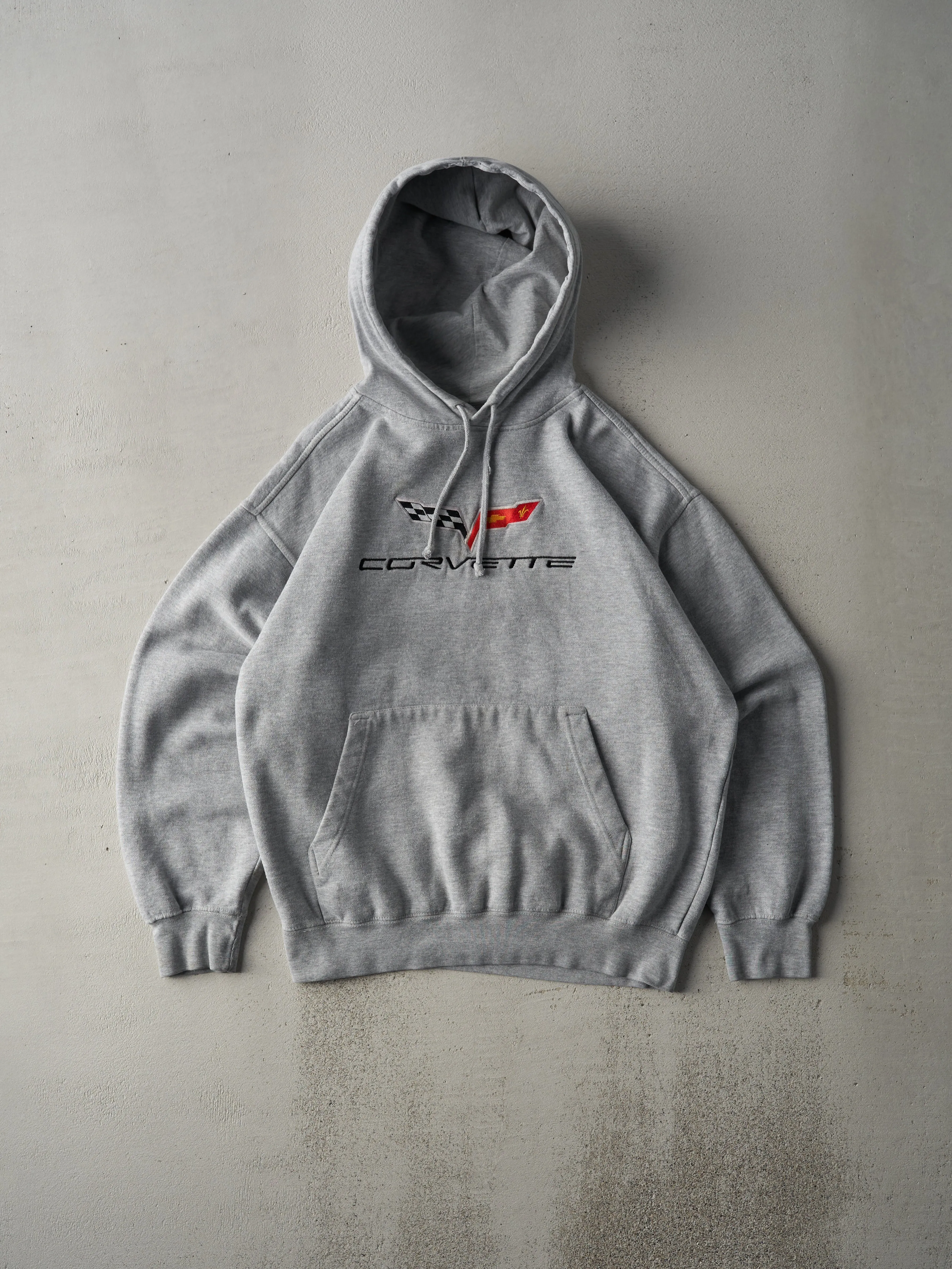 Vintage 90s Grey Corvette Embroidered Hoodie (L) sold by Rebalance Vintage