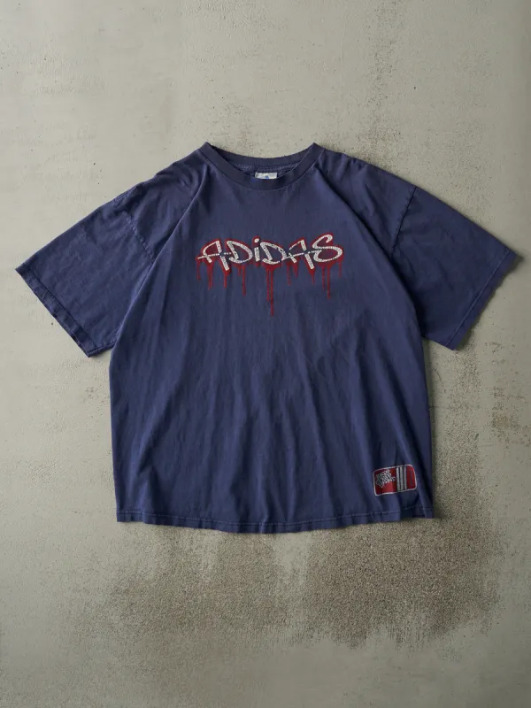 Vintage Y2K Navy Blue Adidas Logo Tee (L) sold by Rebalance Vintage