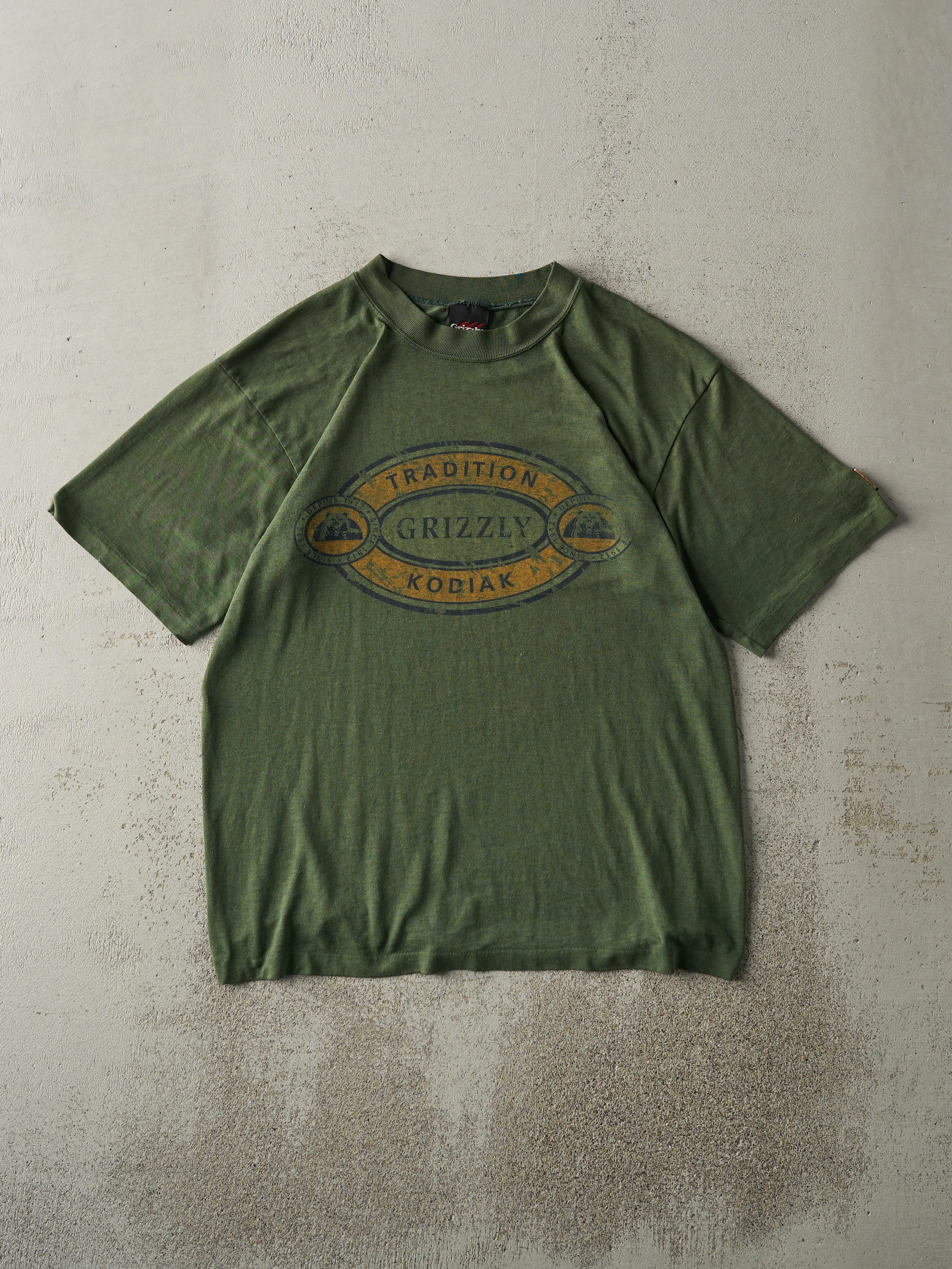 Vintage 90s Green Tradition Kodiak Grizzly Single Stitch Tee (M) sold by Rebalance Vintage