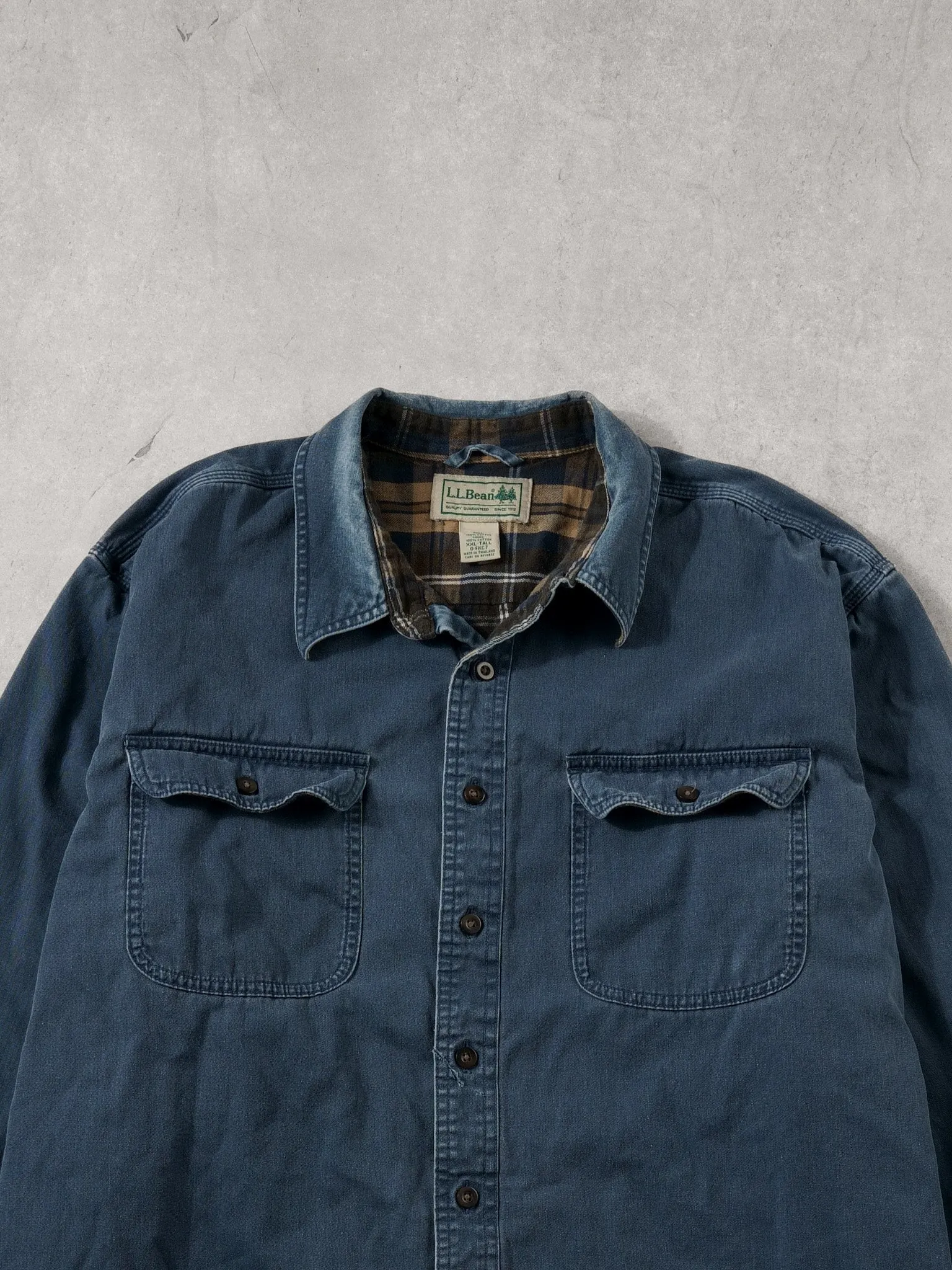 Vintage 90s Dark Blue LL Bean Denim Lined Button Up (XXL) sold by Rebalance Vintage product image thumbnail 2