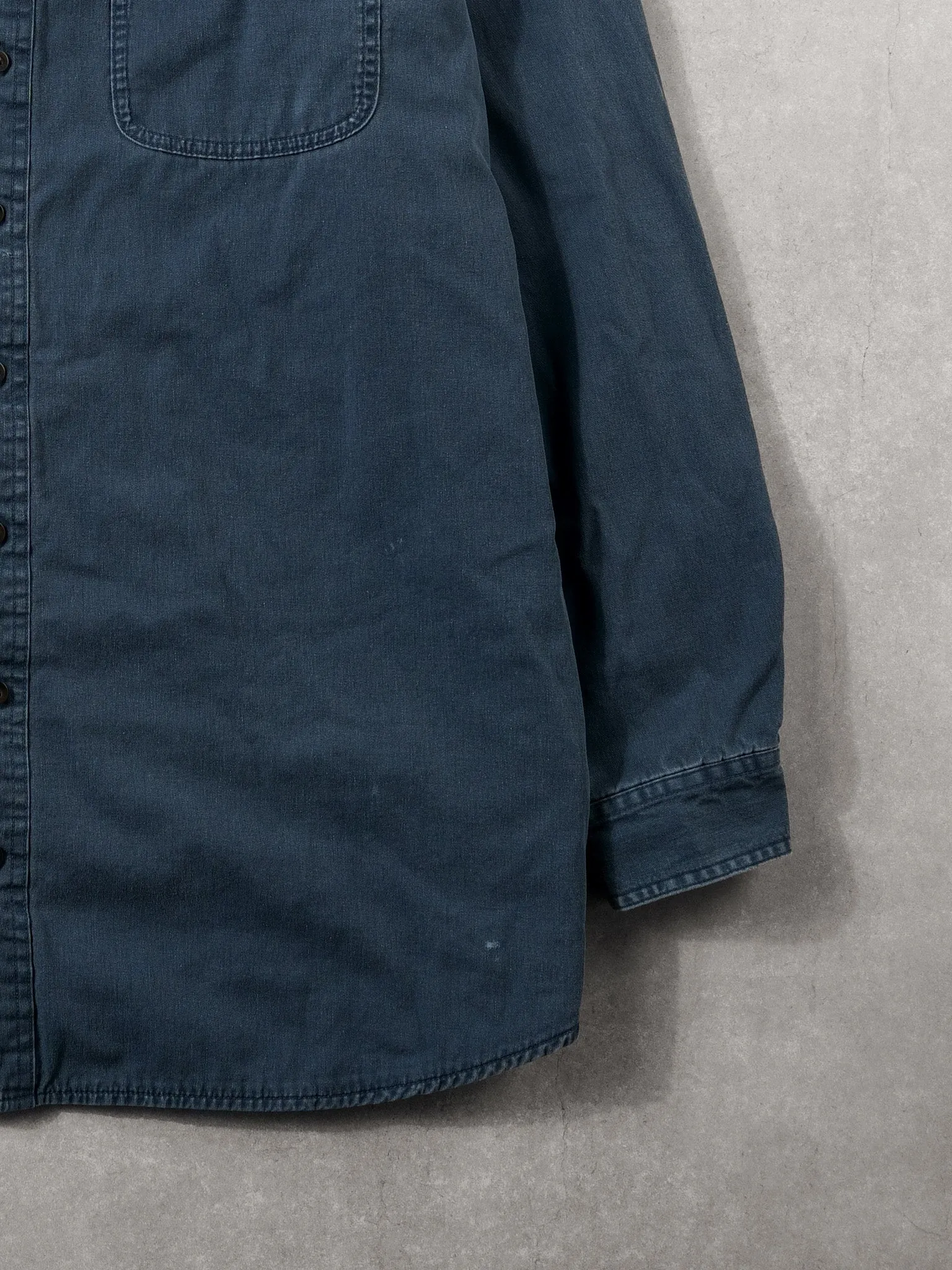Vintage 90s Dark Blue LL Bean Denim Lined Button Up (XXL) sold by Rebalance Vintage product image thumbnail 3