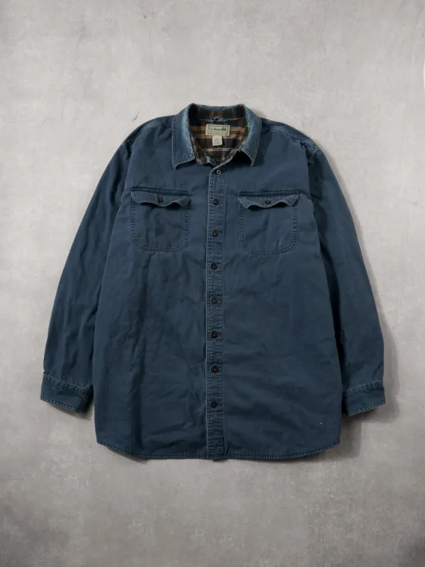 Vintage 90s Dark Blue LL Bean Denim Lined Button Up (XXL) made by Rebalance Vintage