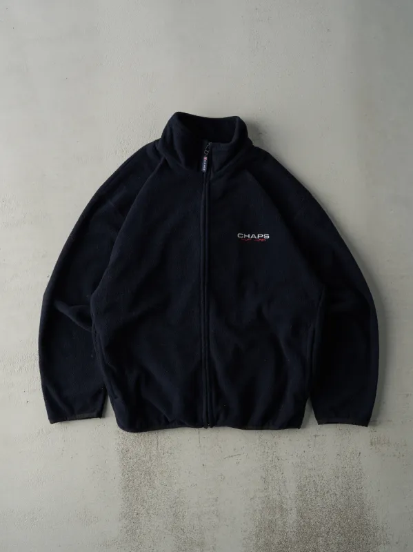 Vintage 90s Navy Blue Chaps Logo Fleece Zip Up Sweater (L) sold by Rebalance Vintage