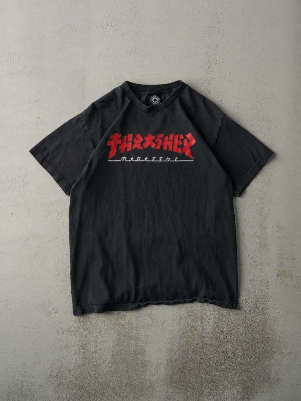 Vintage Y2K Faded Black Thrasher Skate Board Tee (M) made by Rebalance Vintage