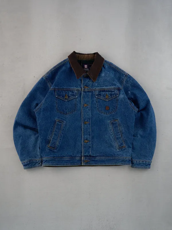 Vintage 90s Dark Blue Chaps by Ralph Lauren Blanket Lined Collared Denim Jacket (L) sold by Rebalance Vintage