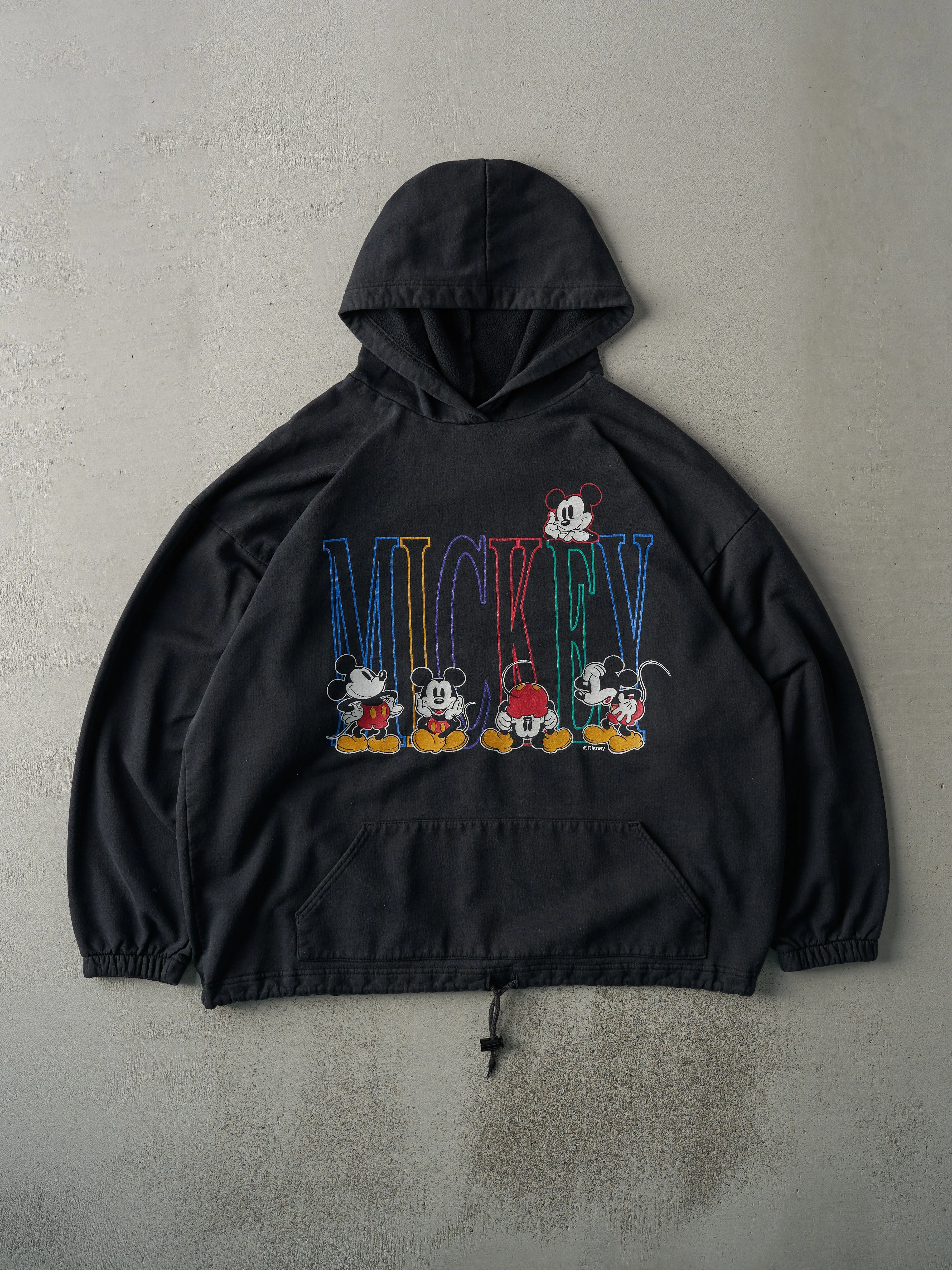 Vintage 90s Black Mickey Mouse Cropped Hoodie (L) sold by Rebalance Vintage