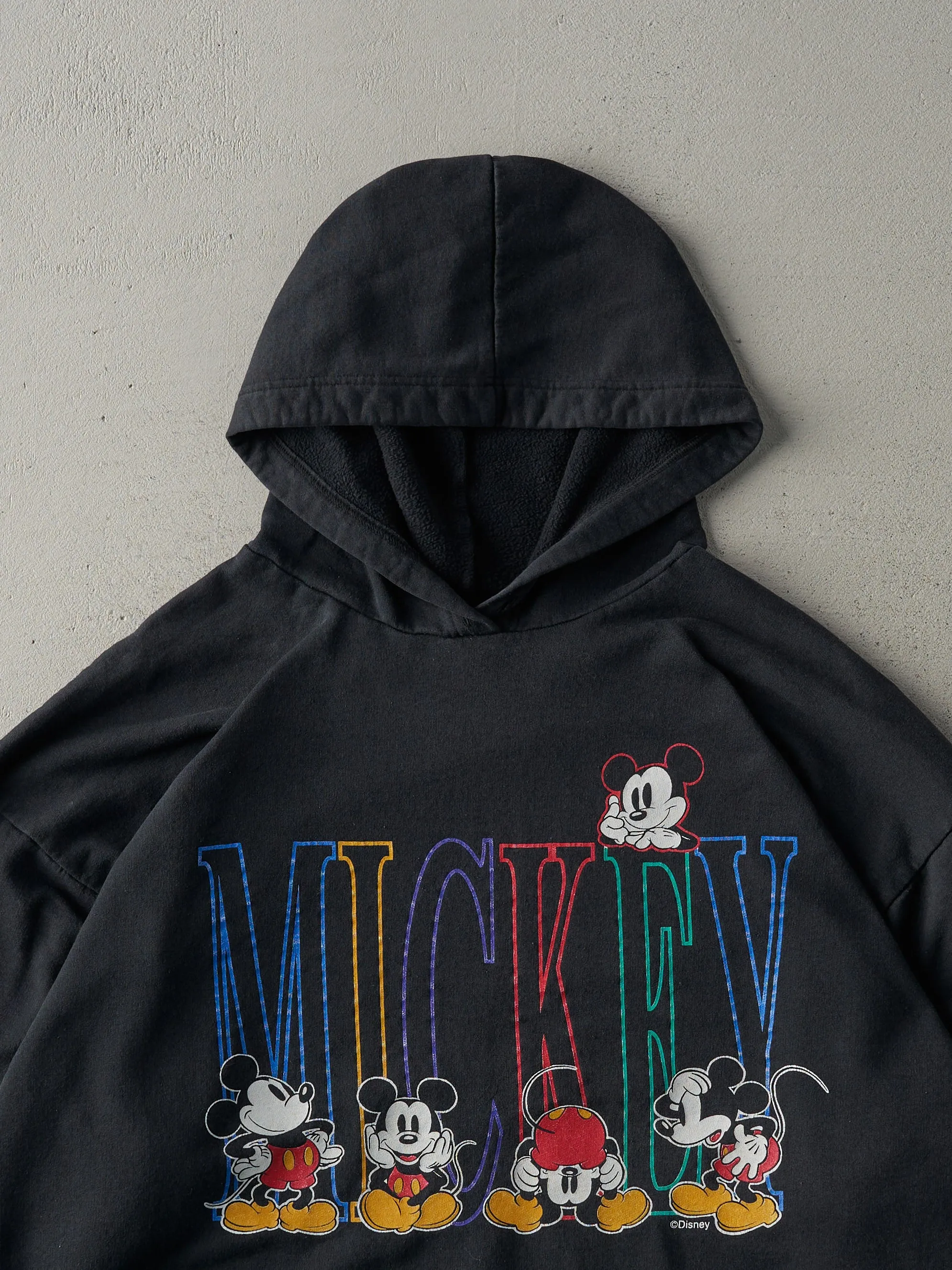 Vintage 90s Black Mickey Mouse Cropped Hoodie (L) sold by Rebalance Vintage product image thumbnail 2