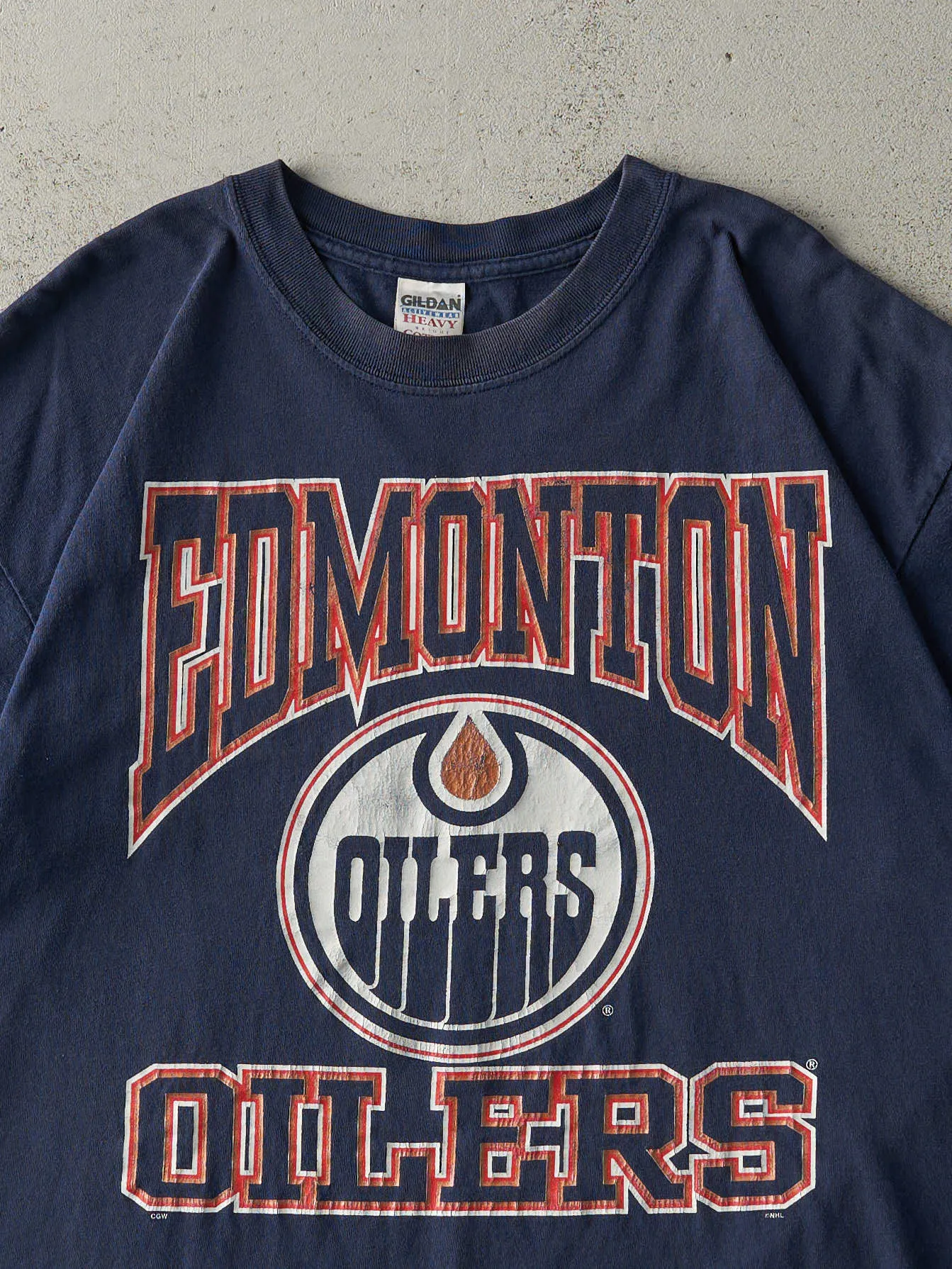 Vintage 90s Navy Blue Edmonton Oilers Tee (L) sold by Rebalance Vintage product image thumbnail 2